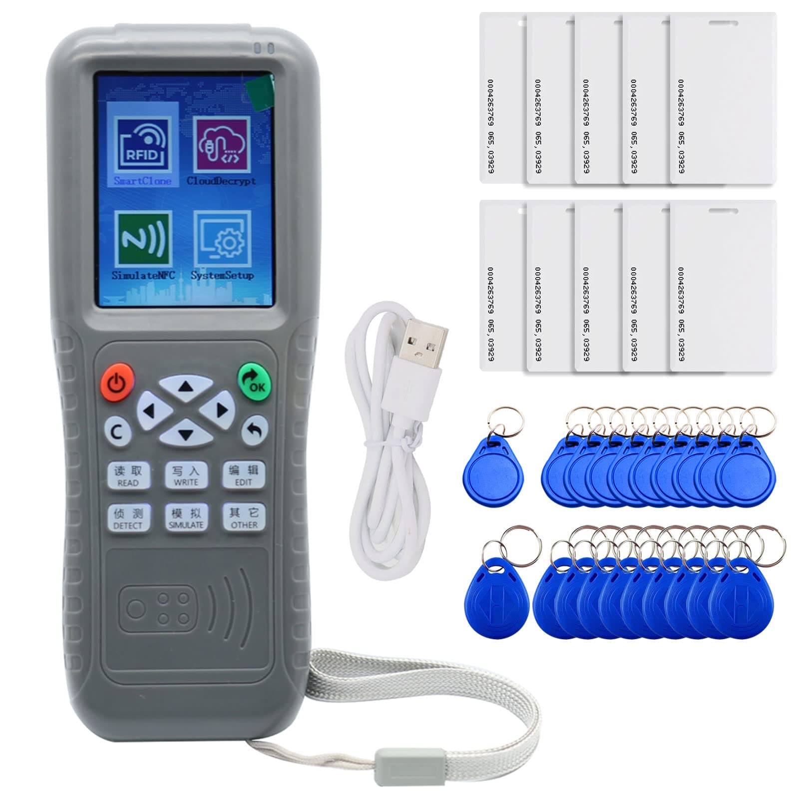 NFC RFID Card Copier Reader Writer Duplicator, WiFi Full Decode Smart Card RFID NFC Copier IC ID Reader Writer Duplicator, 10pcs ID125khz Cards+10pcs ID125khz Keyfobs+10pcs 13.56mhz IC Key