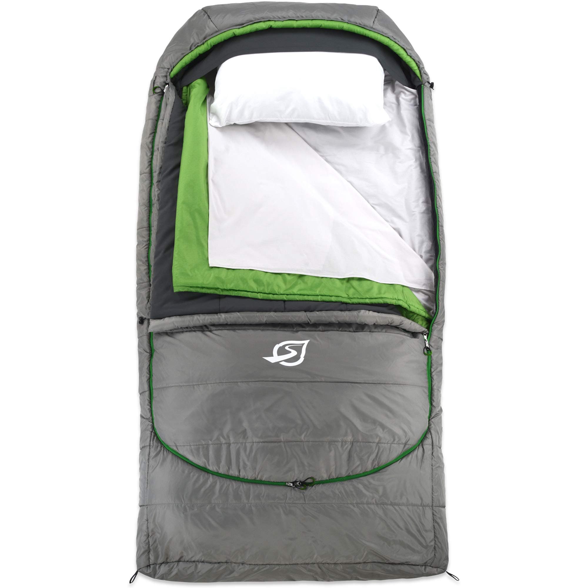 - SylvanSport Cloud Layer Sleeping Bag for Adults - Adjustable Layers for 3-4 Season use - Integrated Cotton Sheet