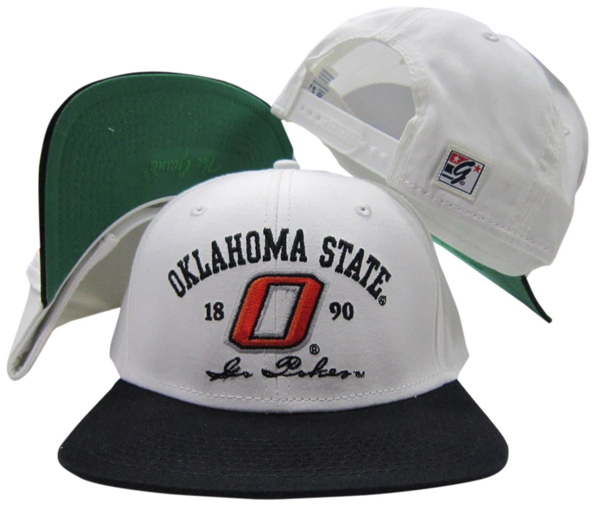 Oklahoma State Cowboys Go Pokes Snapback Adjustable Plastic Snap Back Hat/Cap White