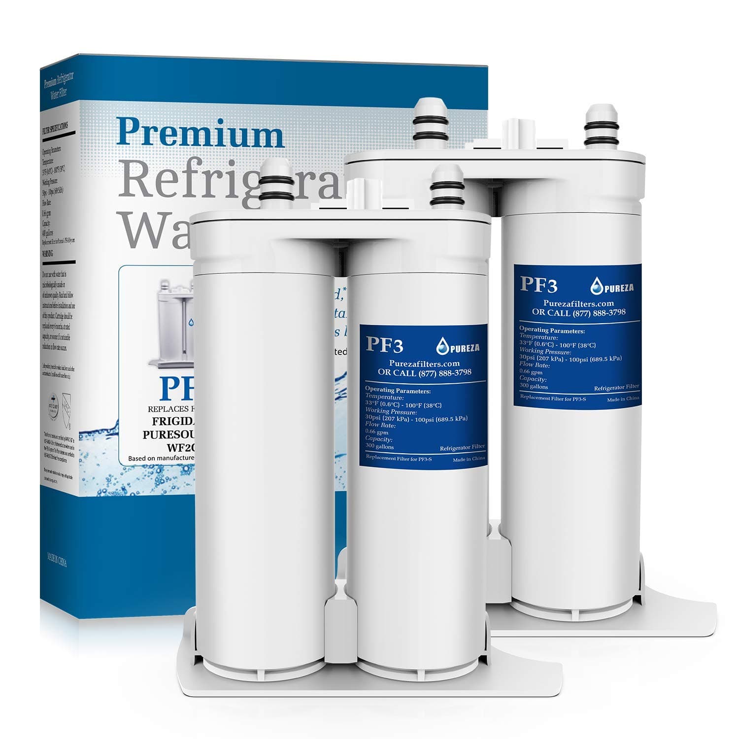 Pureza WF2CB Water Filter - Compatible with Pure Source 2 Water Filter, WF2CB, NGFC2000, FC100, Kenmore 469911, 469916, 2 Pack