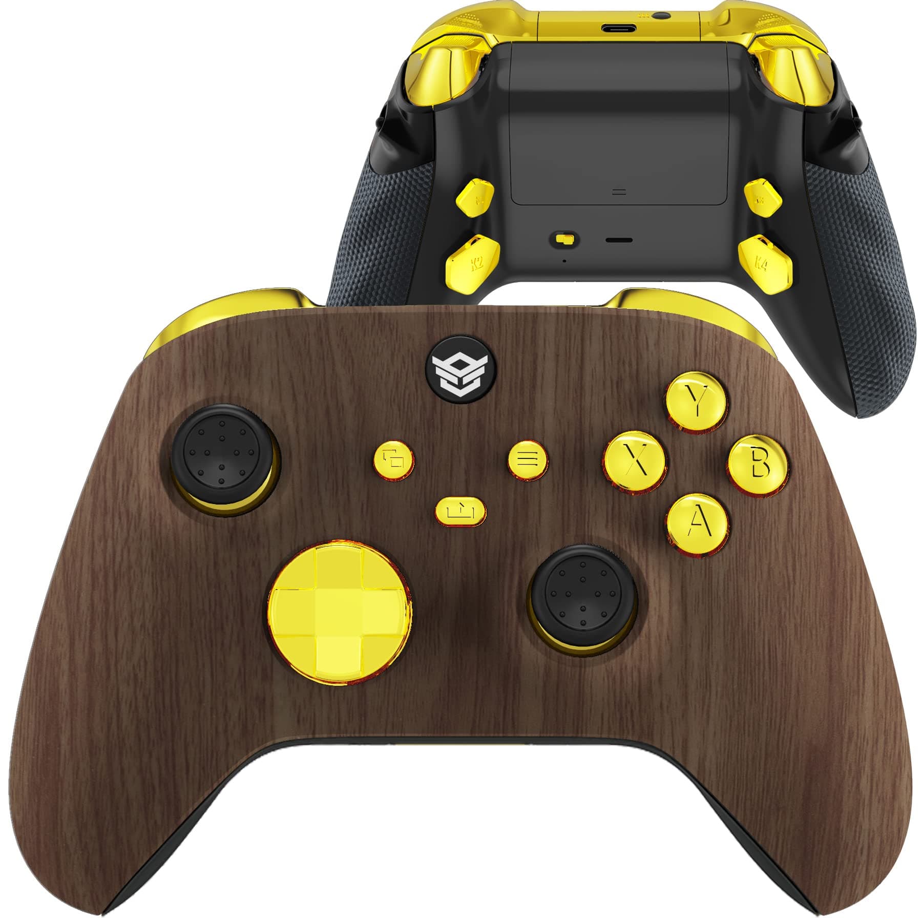 HEXGAMING ADVANCE Wireless Controller for Xbox Series X & S, for Xbox One, and for Windows 7/8/10-4 Remappable Back Buttons - Triggers Stop - Interchangeable Thumbsticks - Wood Grain
