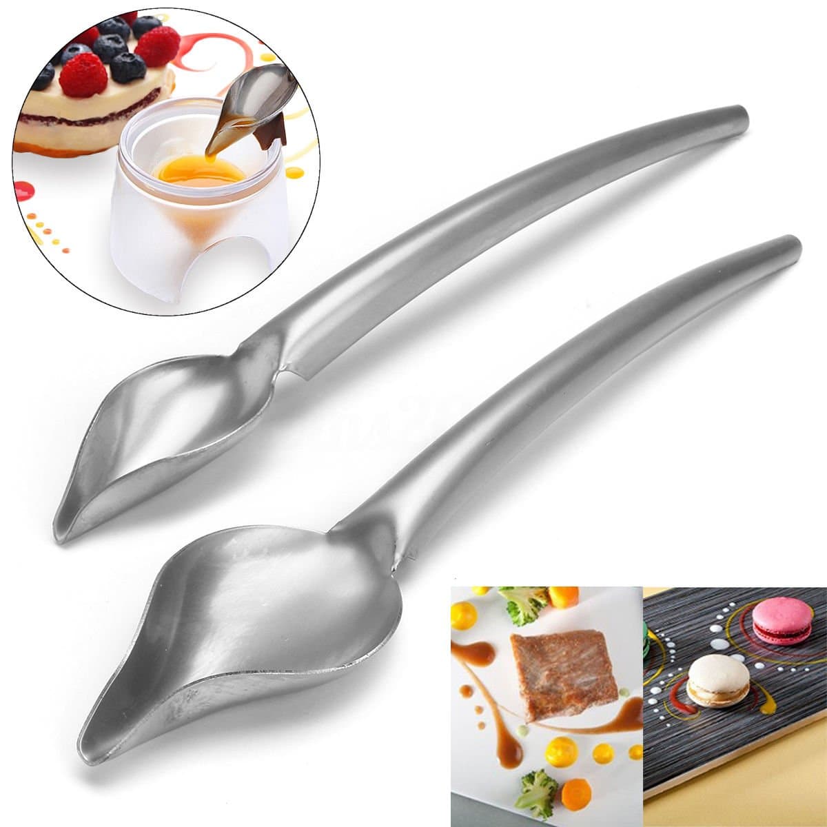 Drawing Decorating Spoon 2Pcs Multi-use Precision Chef Culinary Drawing Spoons for Decorating Plates (2Pcs)