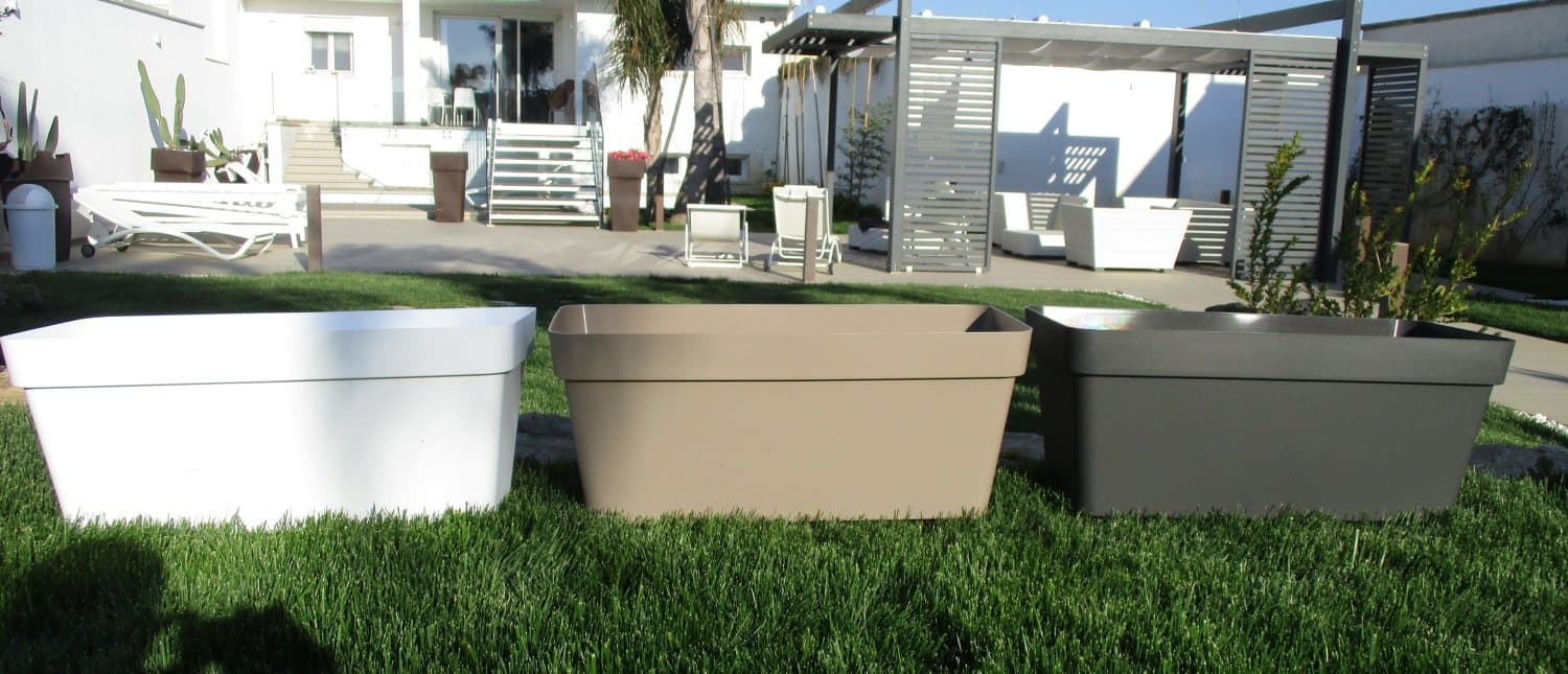 Planter Rectangular Vase White Colour Width 80 cm