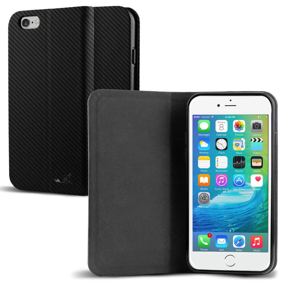 iPod Touch 6 Case, VALKYRIE iPod Touch Flip Slim Case For iPod Touch 6th and 5th Gen with Flip Cover and Stand Feature - Carbon Fiber