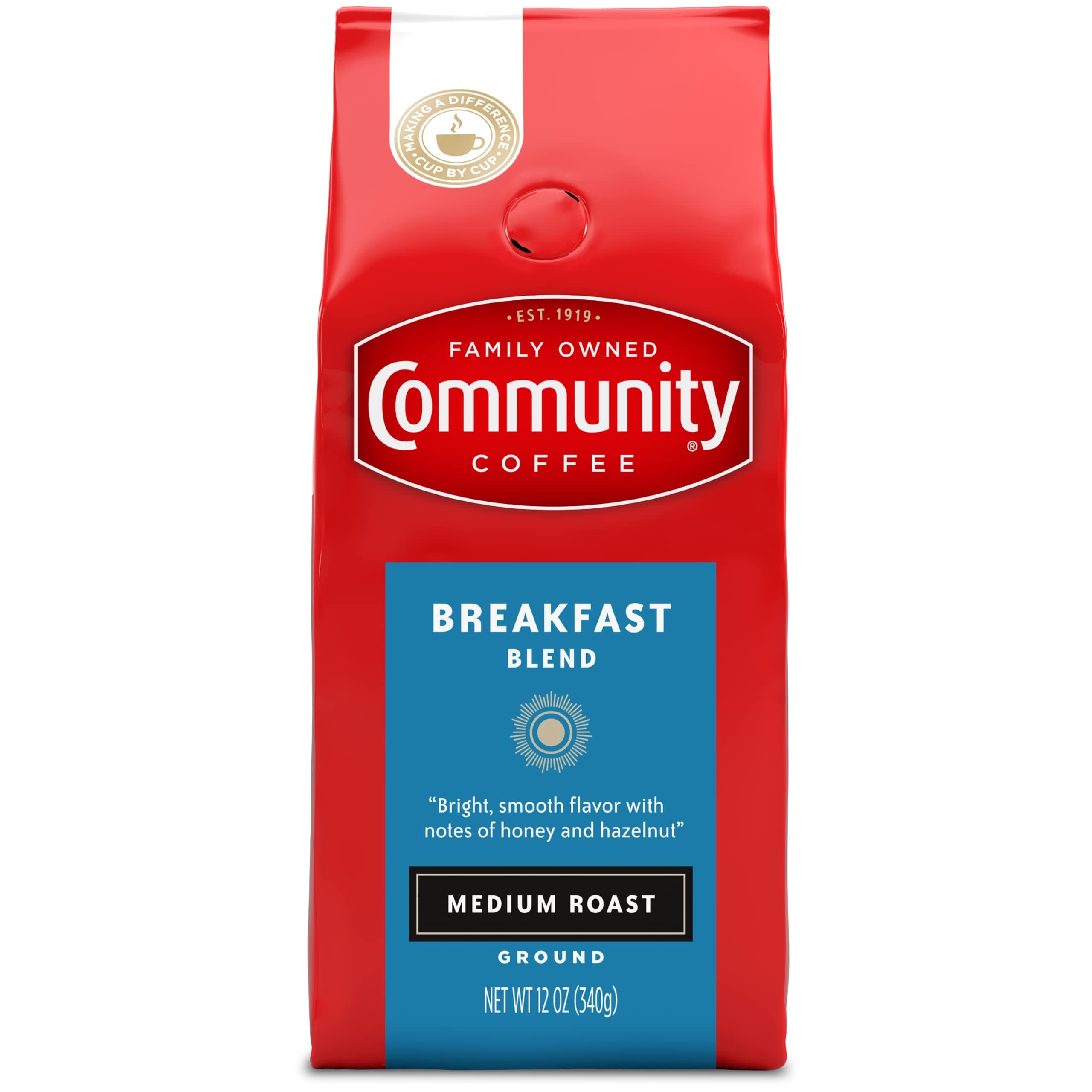 Breakfast Blend, Ground Coffee, Medium Roast, 12 Ounce Bag (Pack of 1)
