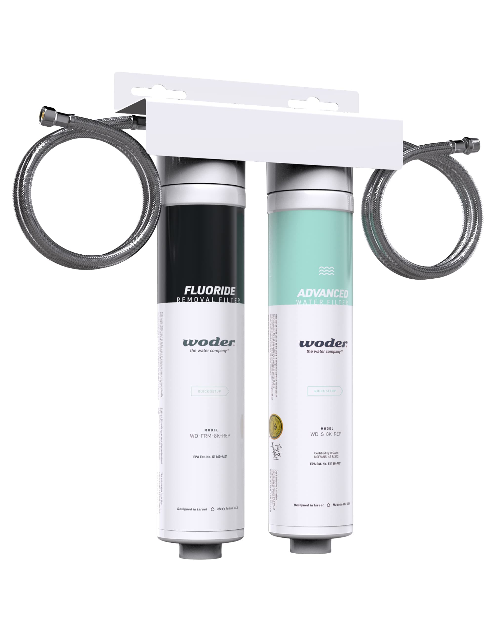 Woder Fluoride Removal Dual Stage Under Sink Direct Connect Water Filtration System. Removes Chlorine, Lead, Heavy Metals, Odors/Contaminants Removal – USA Made (Gen3(2))