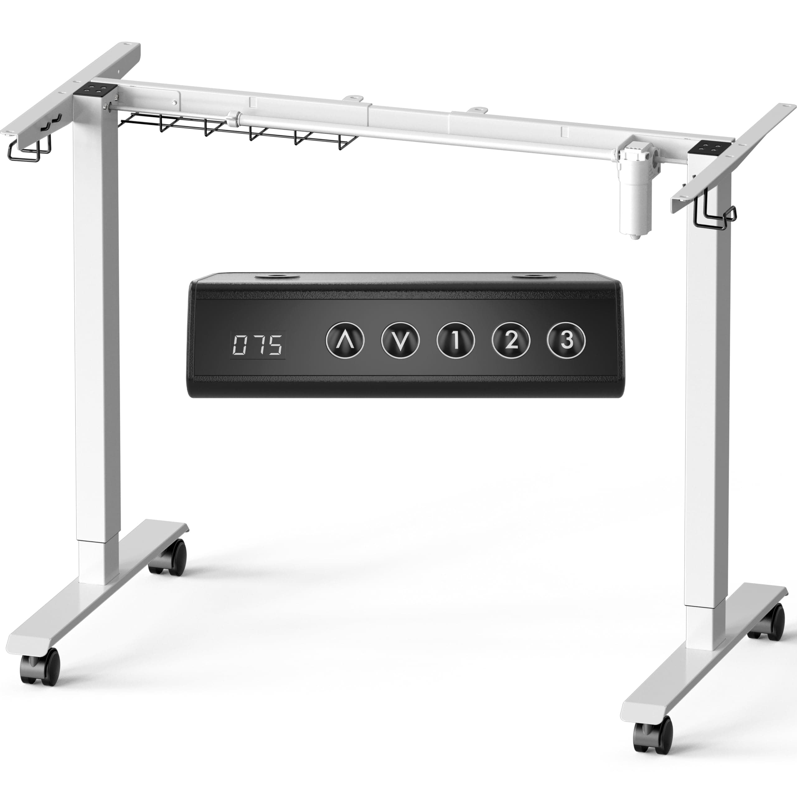 SHW Premium Electric Standing Desk Frame – Height Adjustable Motorized Base for 40" to 72" Table Tops, Smooth Lift Sit-Stand Frame for Home or Office, White