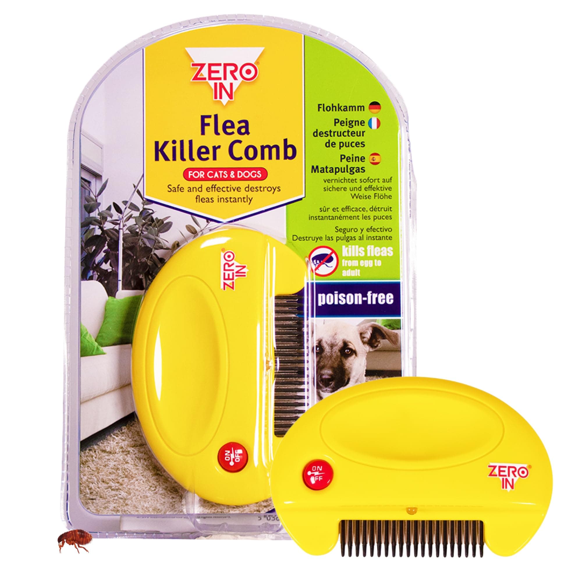 Flea Killer Comb. Poison-Free, Electric Flea and Tick Comb Treatment for Use on Cats, Dogs and Pets with Fur