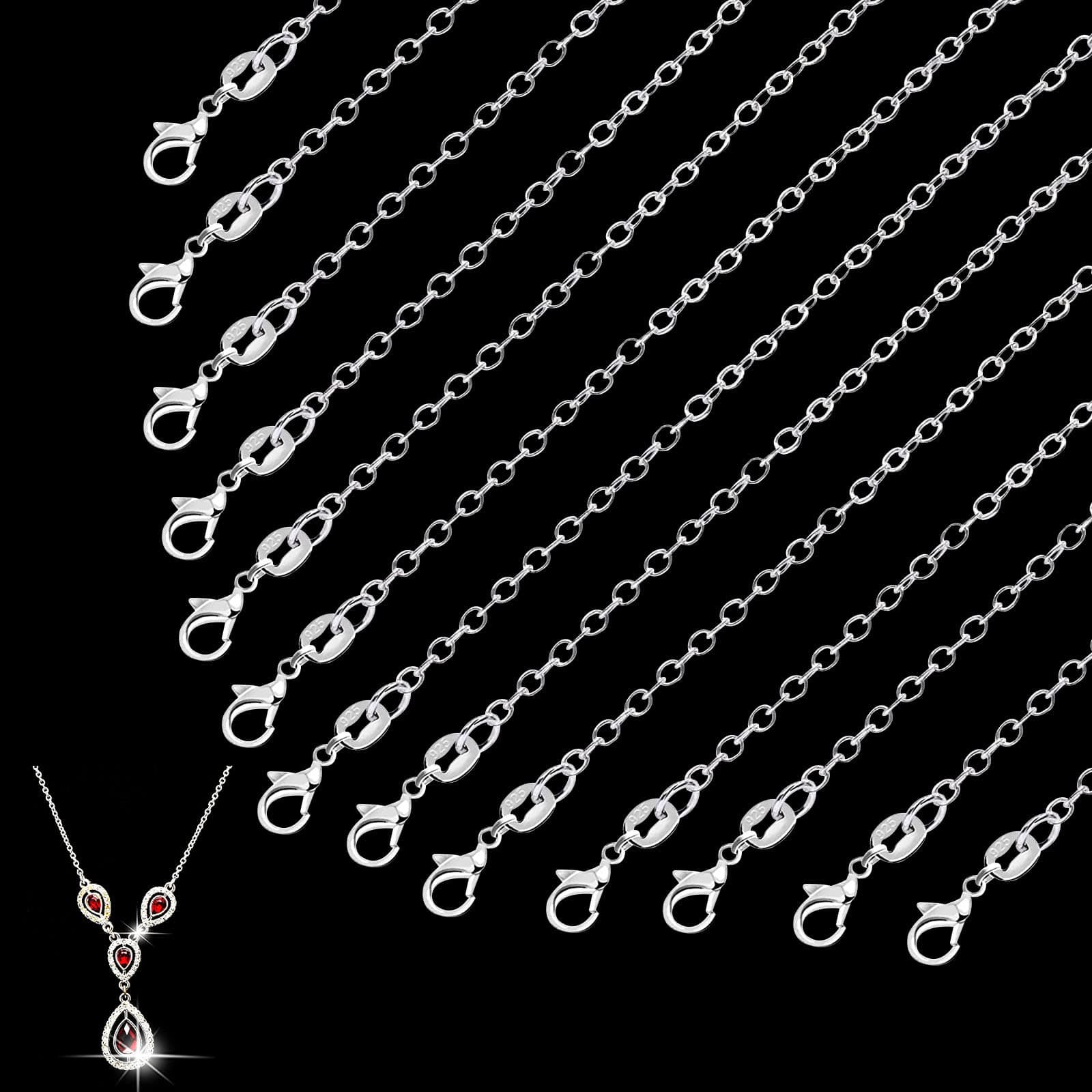925 Sterling Silver Chains, 26 Pack Necklace Chains DIY Chains Bulk Link Necklace with Lobster Clasps for Jewellery Making (18Inches 1.5mm)