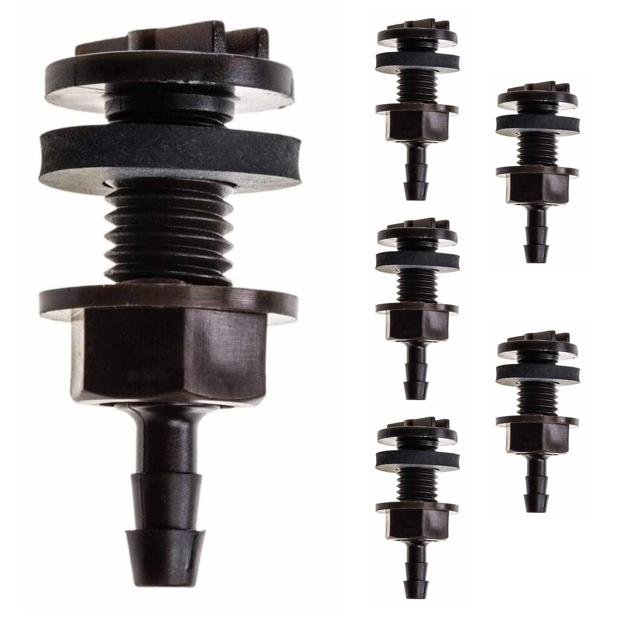 6 Pack - Thru-Hull Tank Connector Bulkhead Fitting to 8mm for Irrigation and Automatic Watering Systems