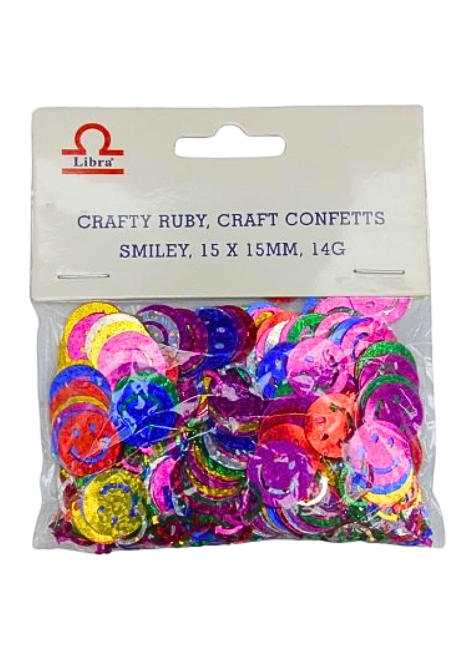 CRAFTY RUBY CRAFT CONFETTS SMILEY 15X15MM 14GRAM