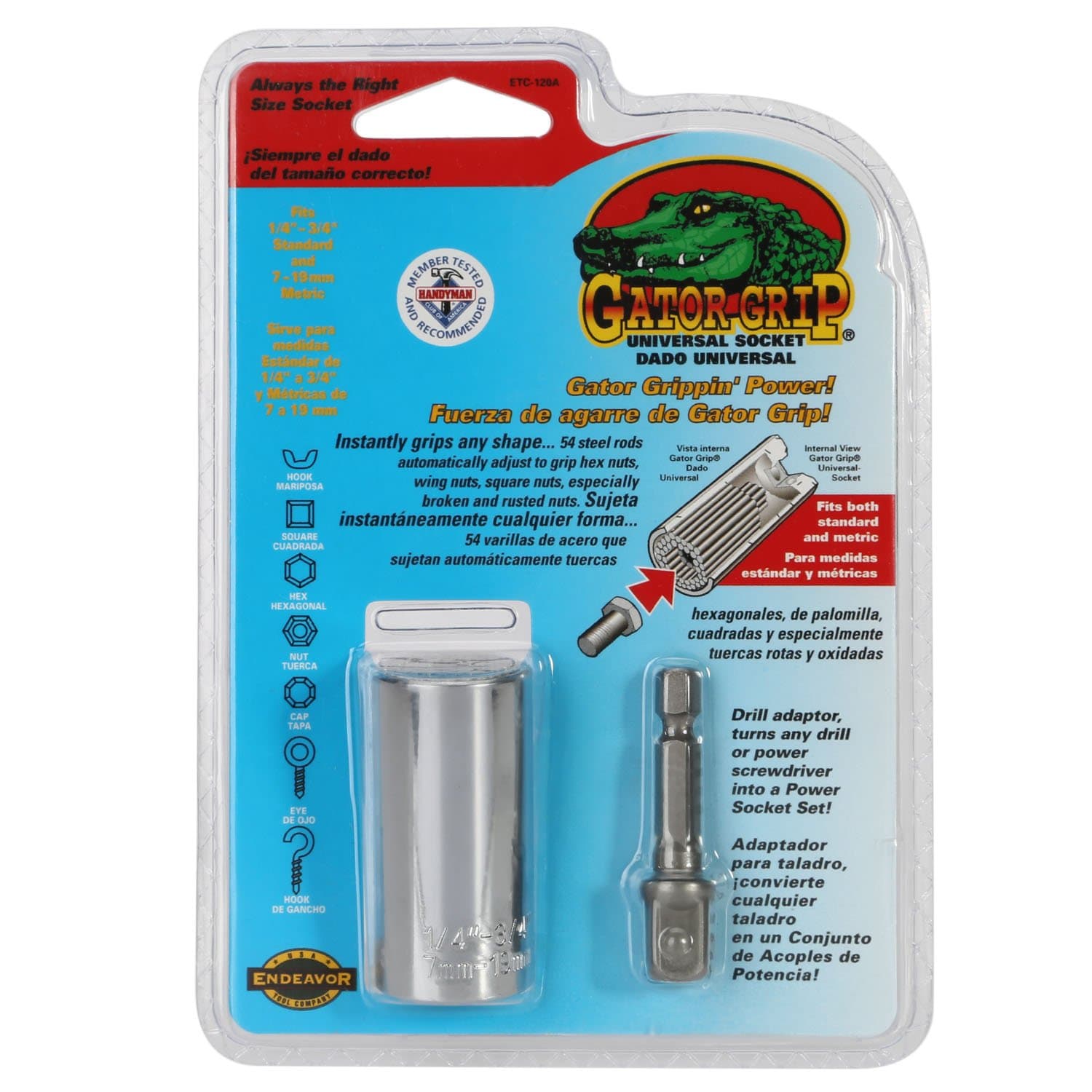 Endeavor Tool 20120 Gator Grip With 3/8 Drive Socket