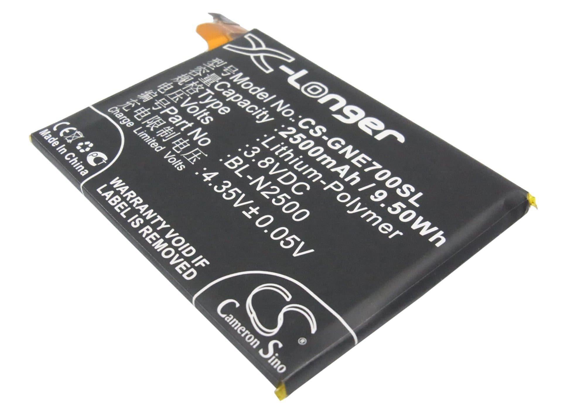 CS-GNE700SL Battery 2500mAh compatible with [GIONEE] E7, Elife E7, for [BLU] L259L, L260L, Life Pure XL, P0010UU replaces BL-N2500