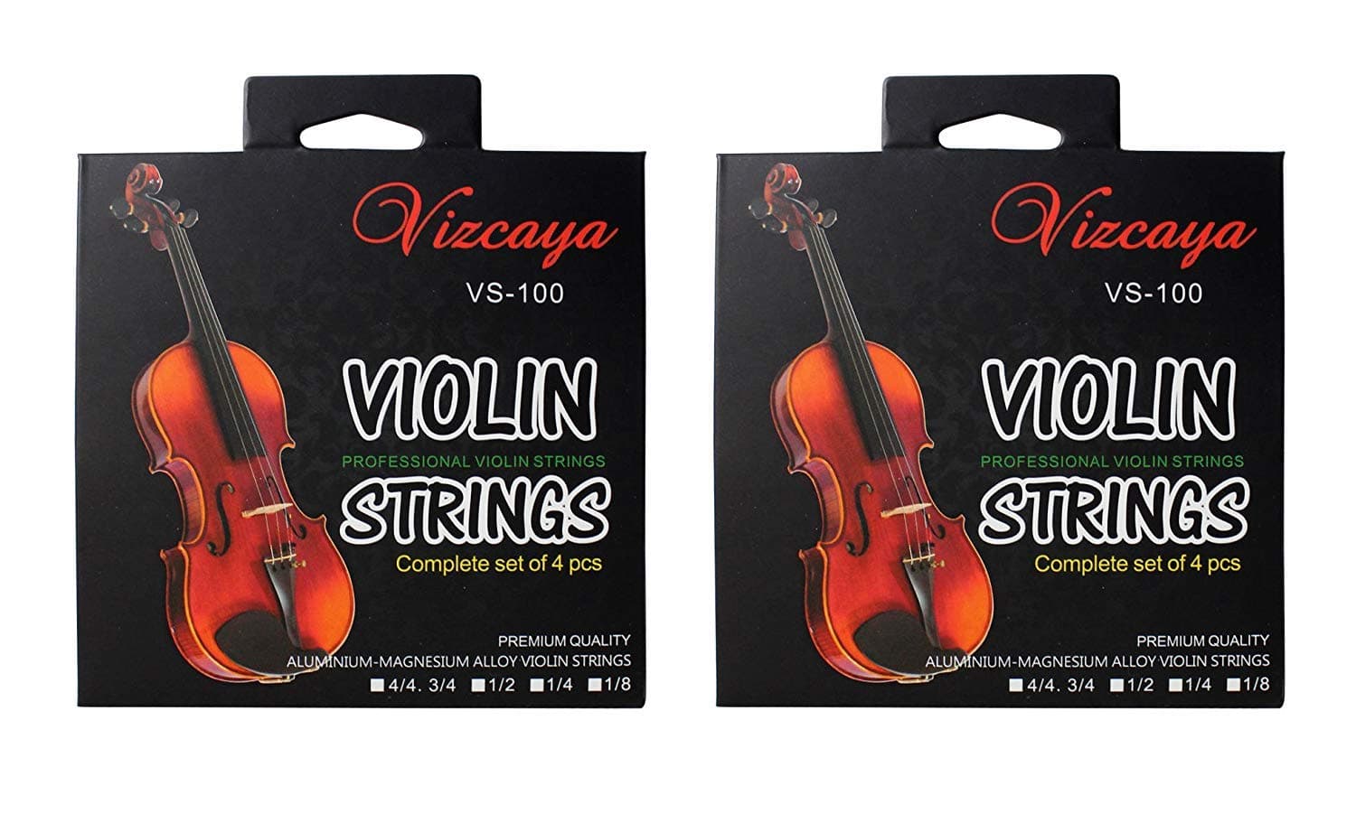 Vizcaya 2 Packs Full Sets Violin String (G-D-A-E) for 4/4-3/4 Size Beginner,Student Violin Replacement,Extra 4 string（E1,A2,E1,A2)