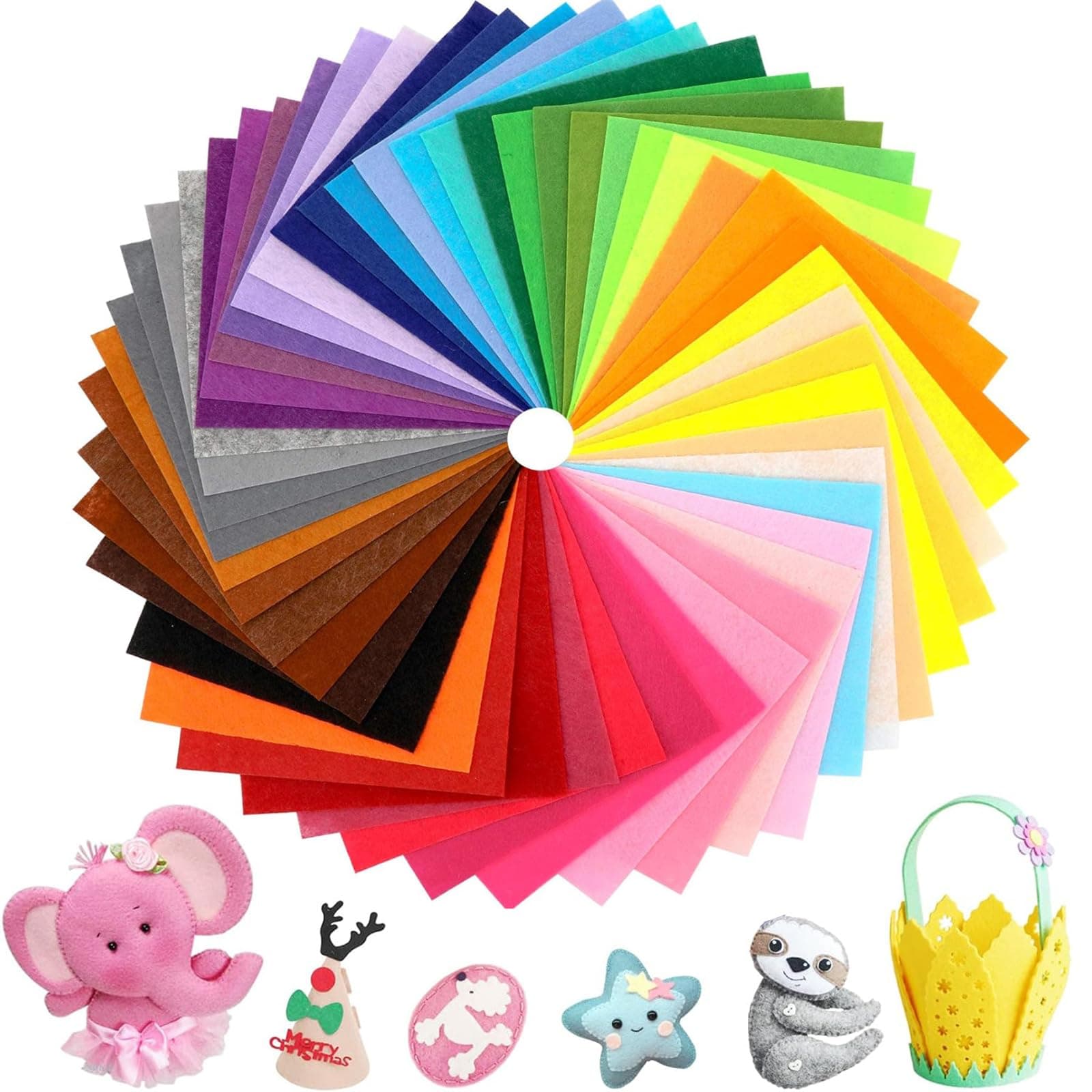 DIWANAE Felt Fabric Sheets, 40pcs Craft Felt Fabric Sheets Felt Stiff Fabric Square, Non-Woven Felt Sheets for Kids, DIY Sewing Crafts, Patchwork, School Project, 15 x 15cm