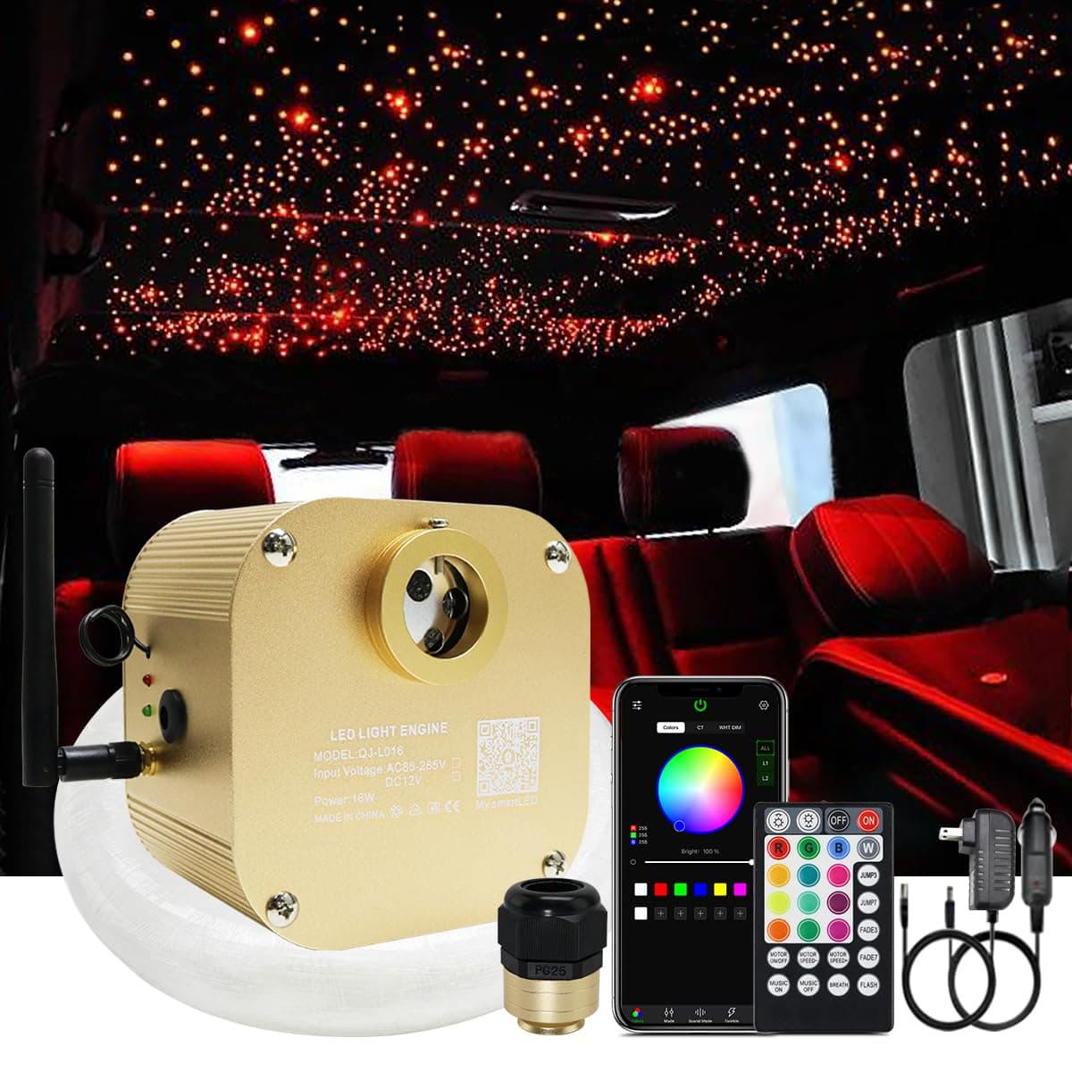 AKEPO 16W Twinkle Fiber Optic Light Kit