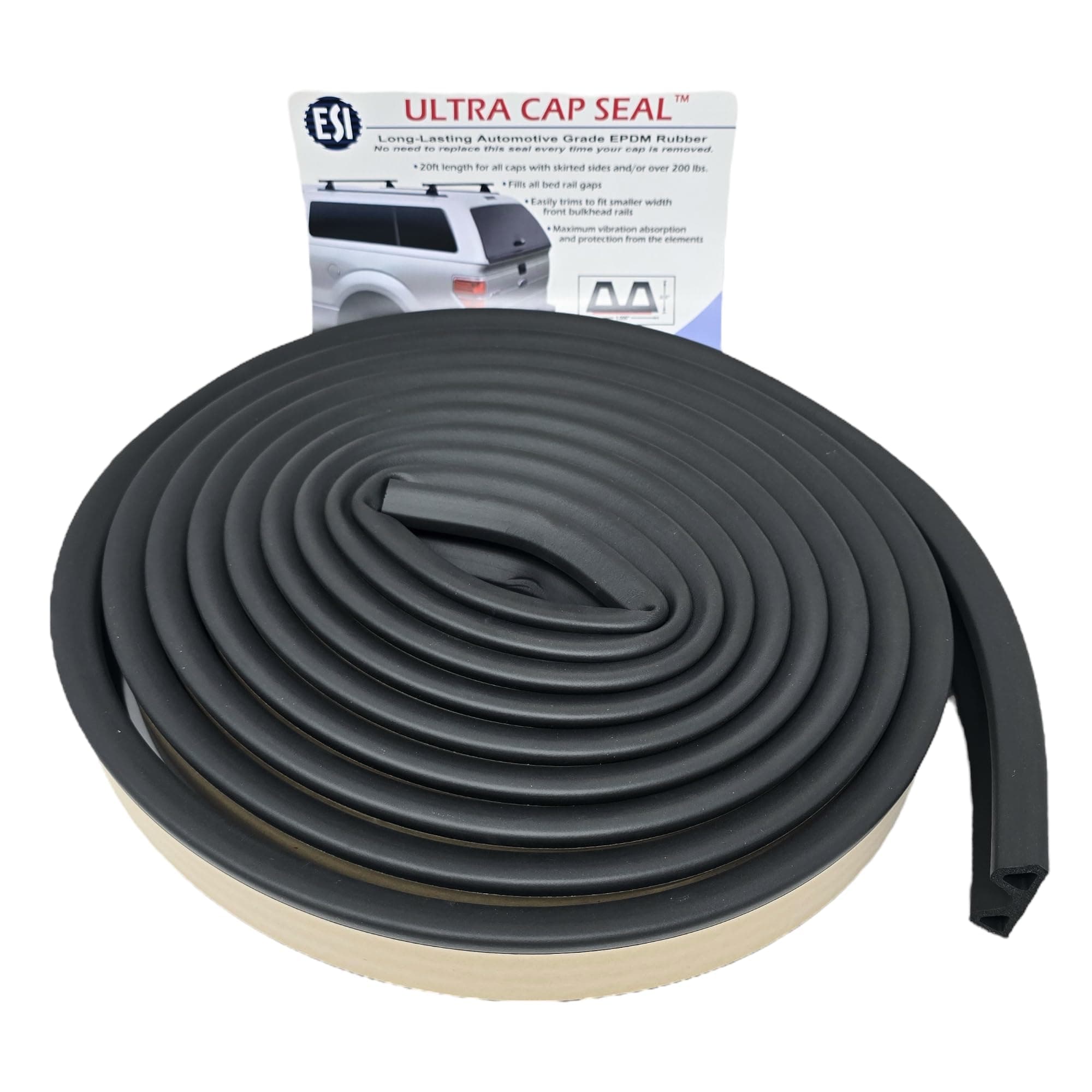 ESI Ultra Cap Seal 1 1/2" Width x 5/8" Height 20' Length, EPDM Rubber for Caps over 200 lbs
