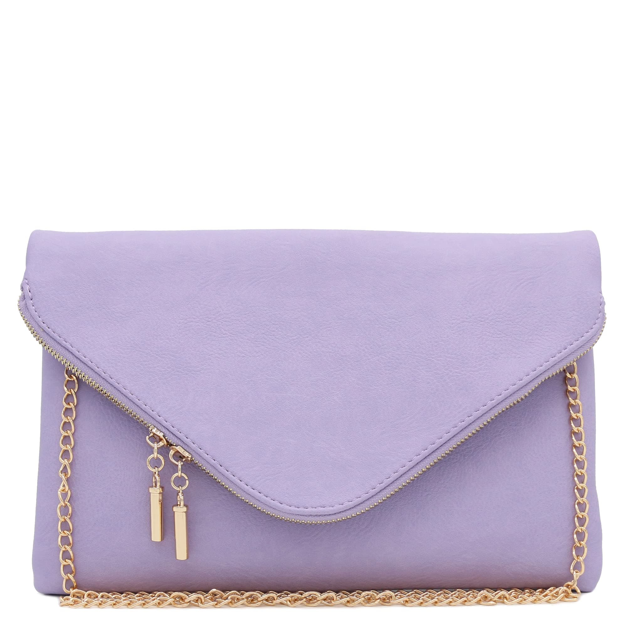 Large Envelope Clutch Bag with Chain Strap, Lavender, One Size