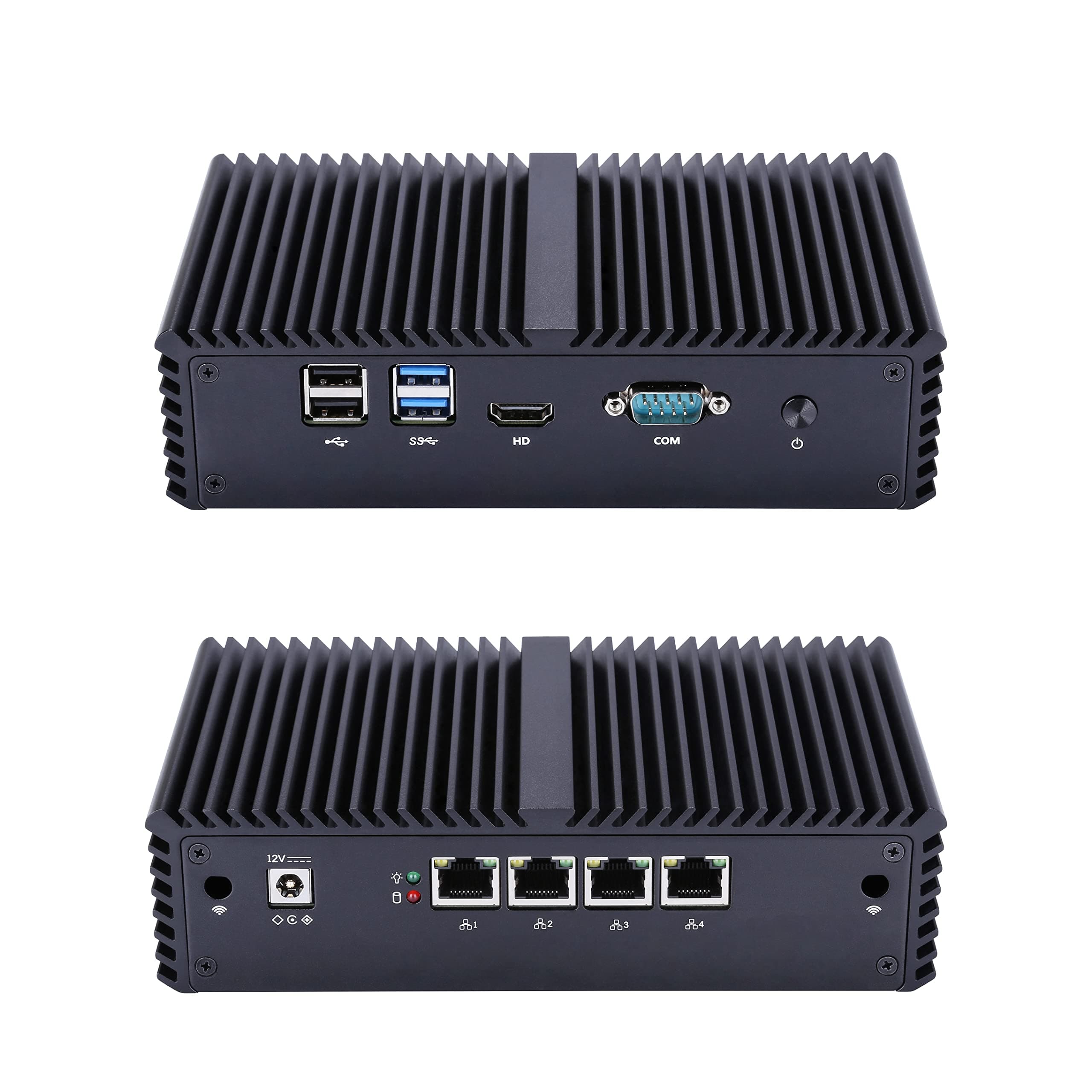 Qotom-Q370G4 Micro PC Router Mini Computer with 4 NIC Ports Intel Core i7 4500U Processor (2G RAM + 32G SSD + WiFi)