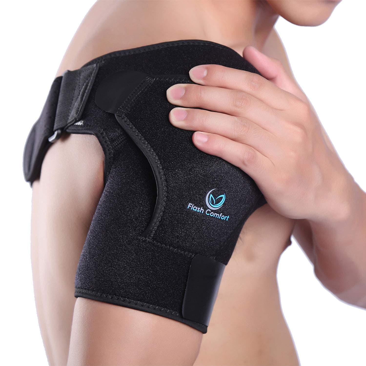 Shoulder Support Stability Brace - Flexible & Adjustable Straps - Lightweight, Breathable, Anti-Sweat Material- Gives Support and Compression for Dislocated AC Joint, Arm Pain, Ect. One Size Fits Most