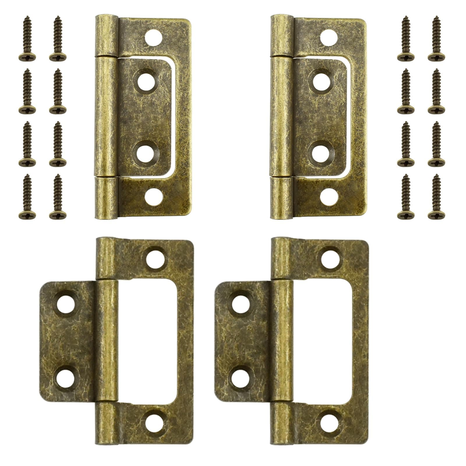 SDTC Tech 4-Pack Non-Mortise Door Hinges Bifold Butt Cabinet Hinges with Screws for Furniture Windows Cupboard etc. - 2 x 0.9 Inch, Bronze