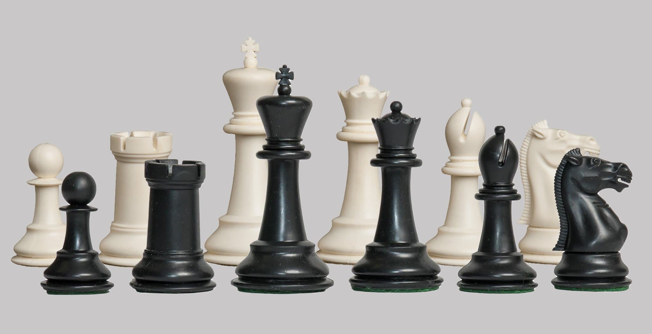 The Marshall Plastic Chess Set - Pieces Only - 3.75" King - Black & White