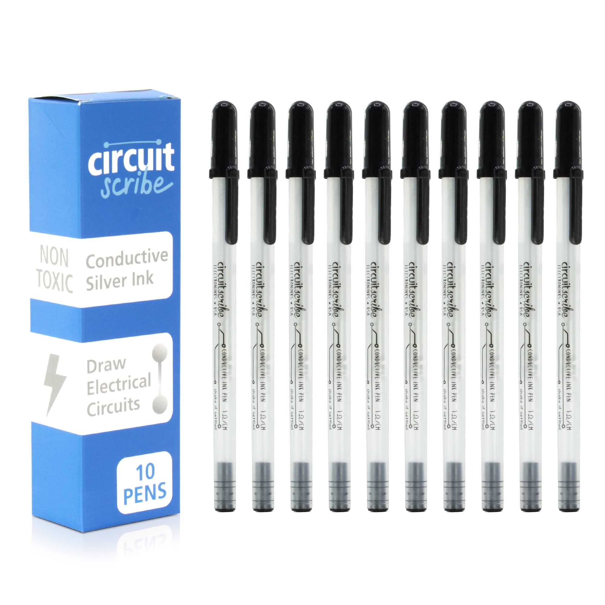 Circuit Scribe Conductive Ink Pen - 10 PACK - Draw circuits on paper with electric ink!