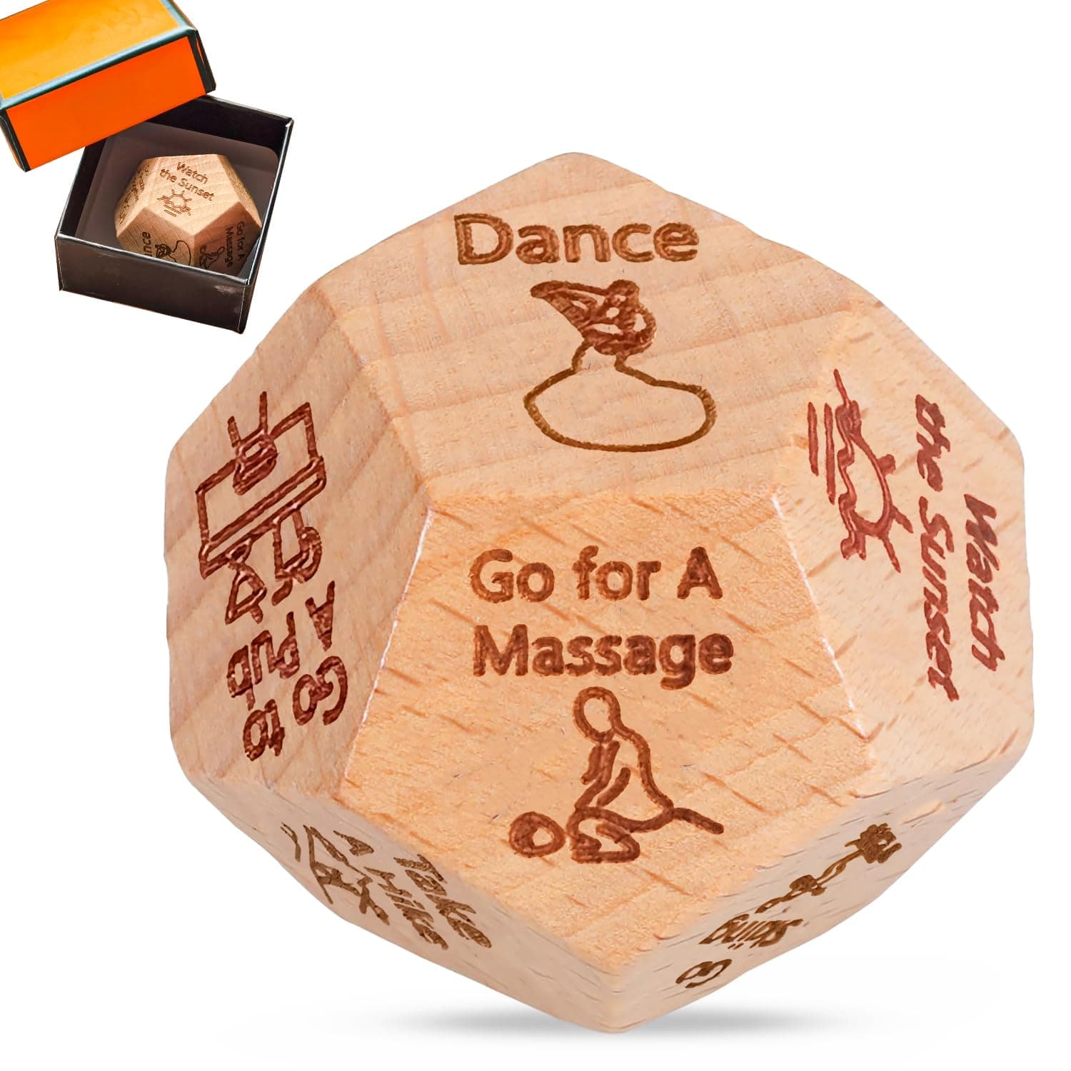 Bilykoo Couples Gift Ideas, 12-Side Date Night Dice Activity Dice Valentine's Day Gifts for Her Him Husband Wife Women Men Funny Date Night Ideas Birthday Anniversary, Funny Gifts for Men, Wood