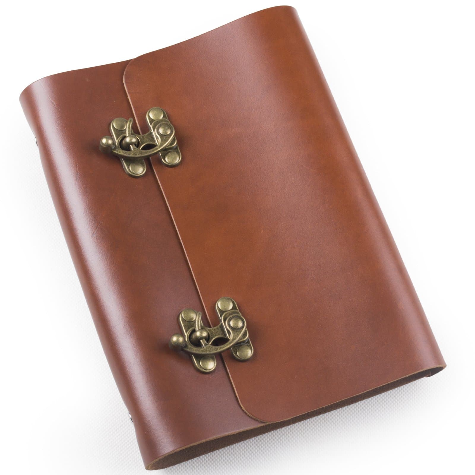 Ancicraft Soft Genuine Leather Journal Diary Notebook with Cool Lock 6 Ring Binder A5 Blank Craft Paper (Red Brown & A5 Blank Craft Paper)