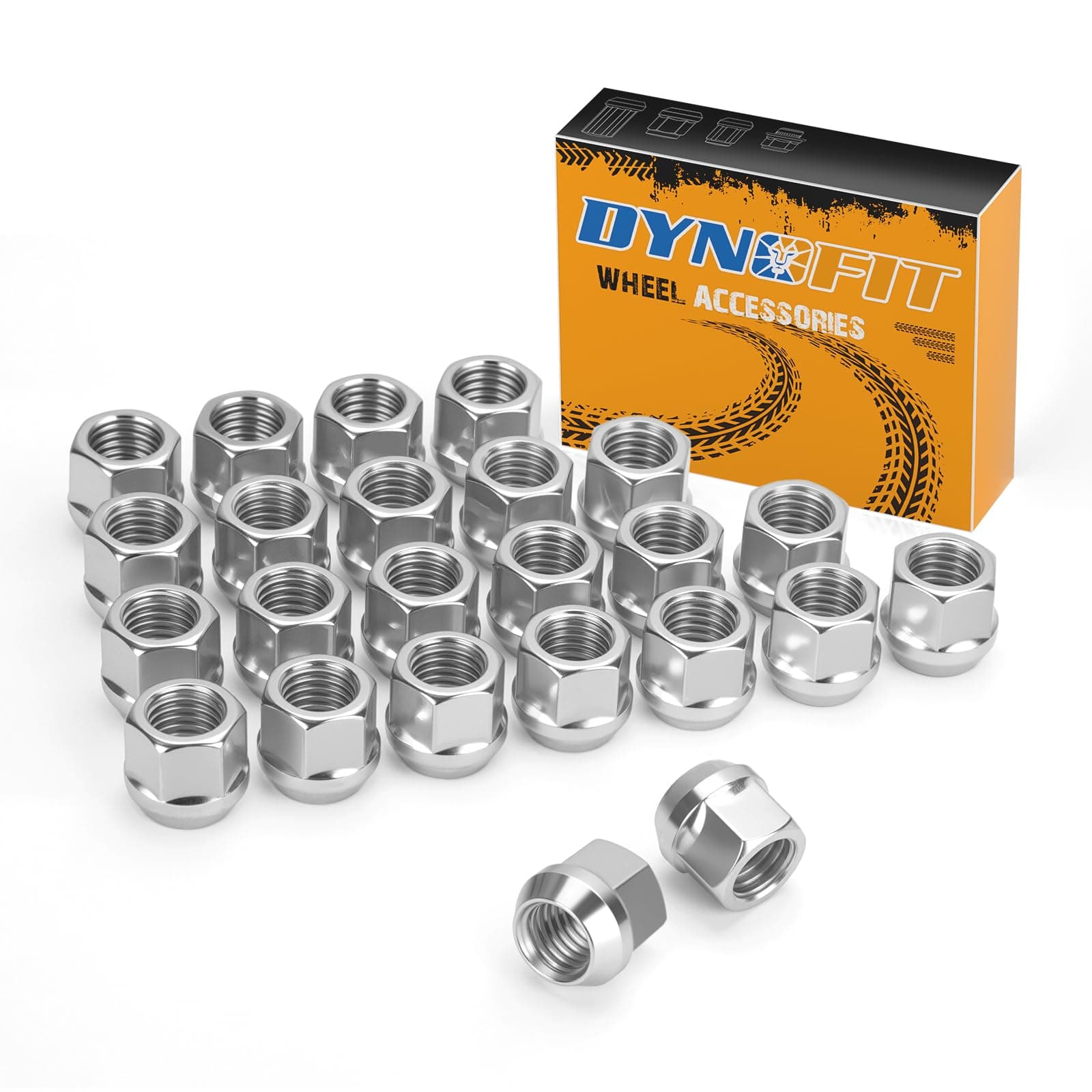Dynofit M14x2 Open Lug Nuts Compatible with 2000-2014 Ford F150 Expedition, 14mmx2.0 Wheel Nuts for Excursion Lobo Transit Lincoln 6 Lug Wheel, 24pcs 22mm H Zinc Aftermarket Open End Tuner Nut