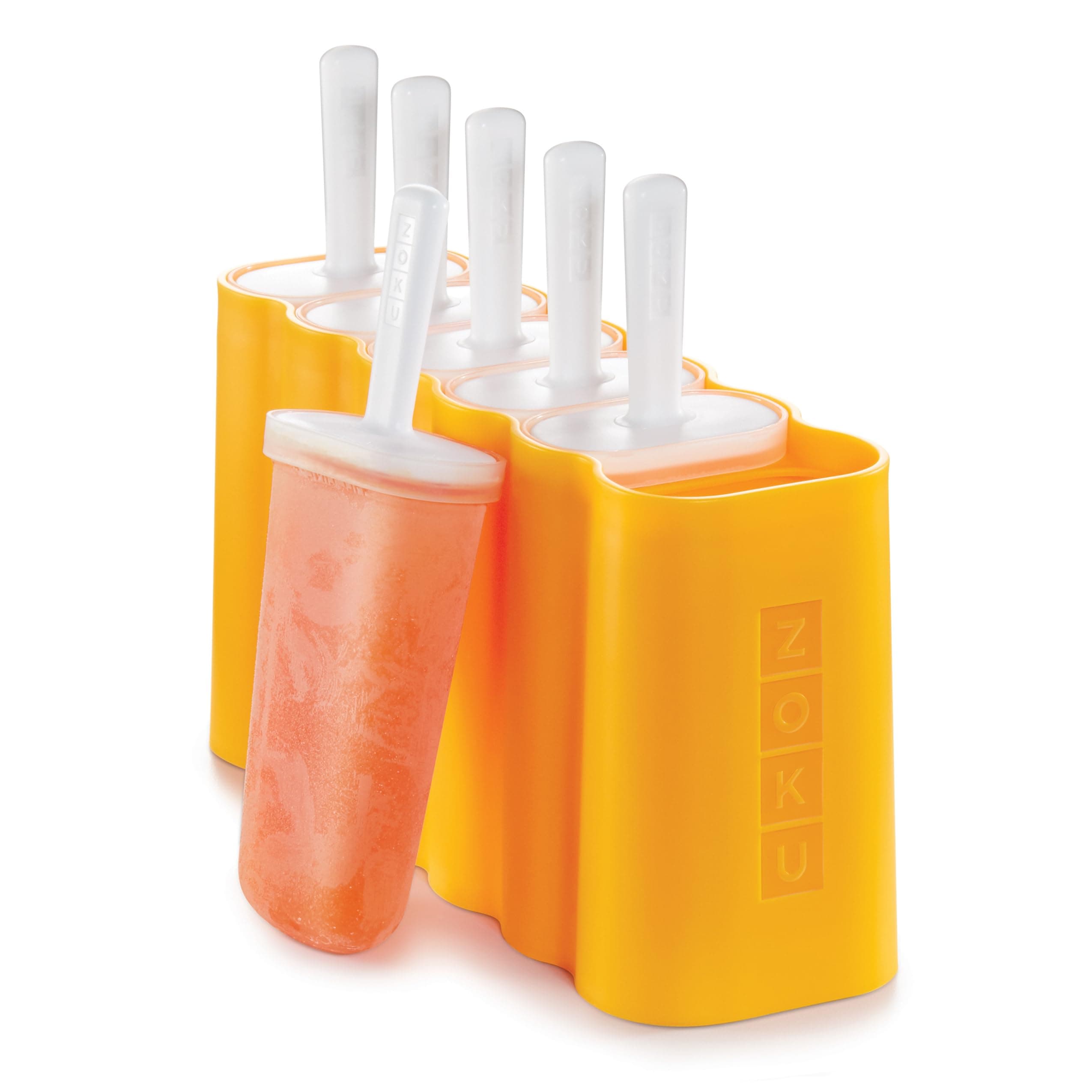 ZOKU Mod Pops, 6 Classic Popsicle Molds in One Compact Tray With Sticks and Drip Guards, Easy-Release, BPA-free