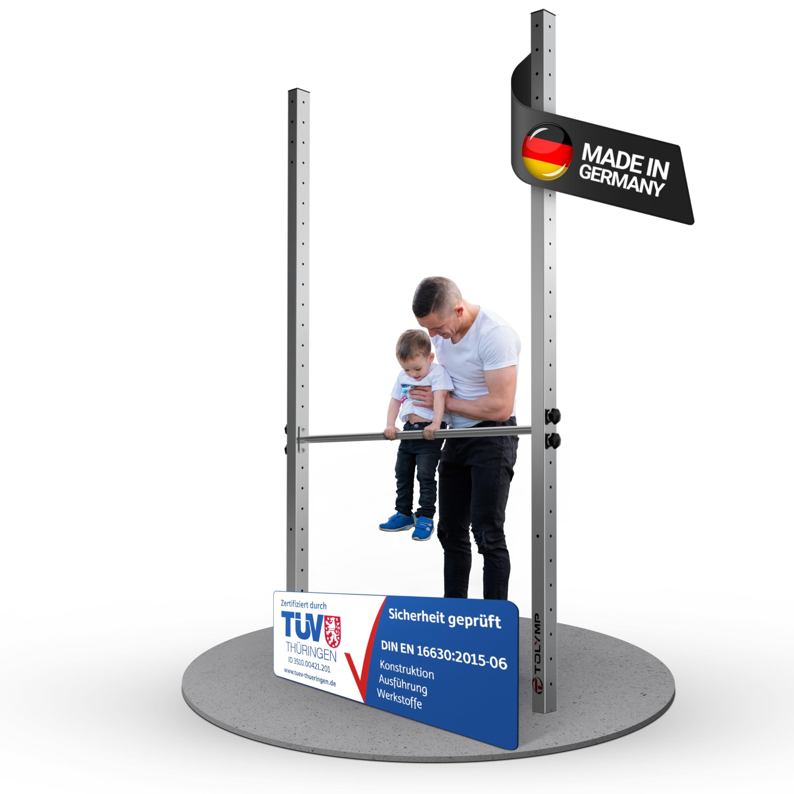 Pull-Up Bar, Stainless Steel, Adjustable, Wall Mount, 150 kg Max Weight, Black, For Outdoor Fitness Training, Calisthenics, Cross-Training, Family Workouts