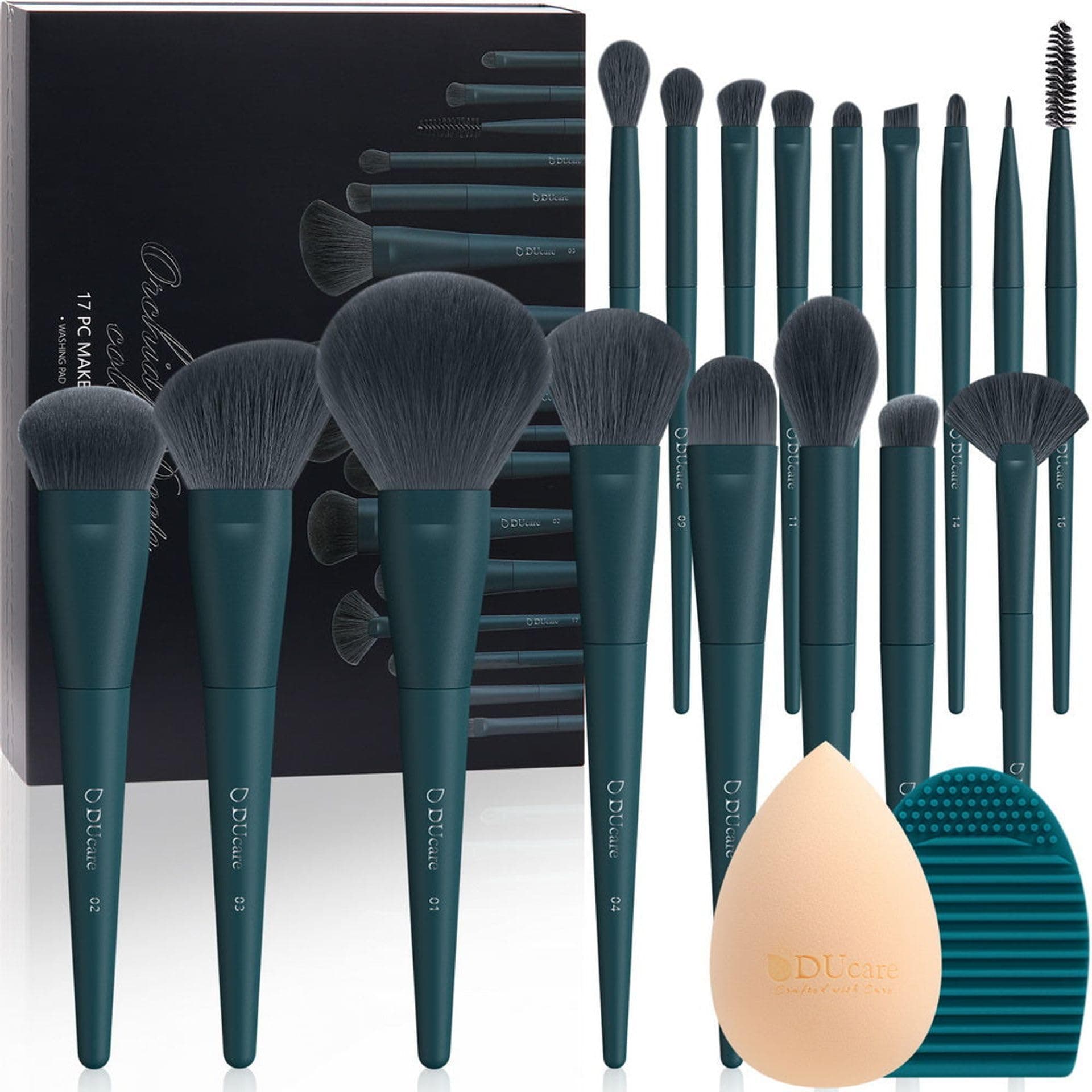 DUcareDark Turqouise 17pcs Makeup Brush set
