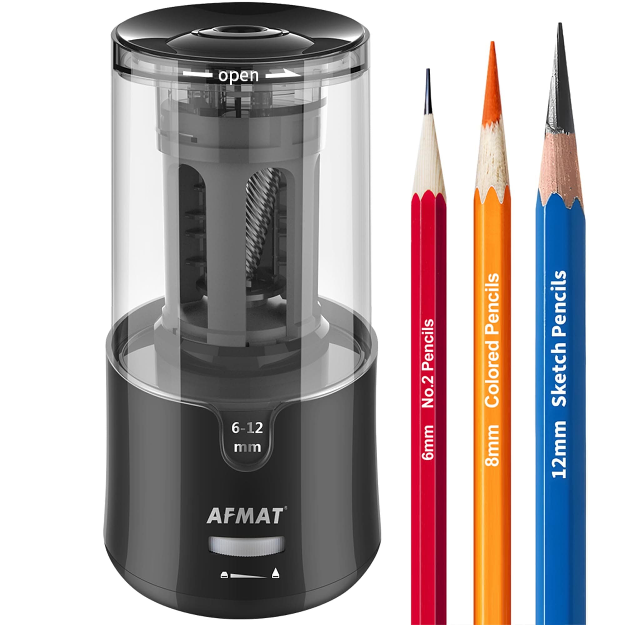 Long Point Electric Pencil Sharpener, Labor Saving Fast Sharpener for Artist, Auto Stop Pencil Sharpener, Fit for 6-12mm Pencils