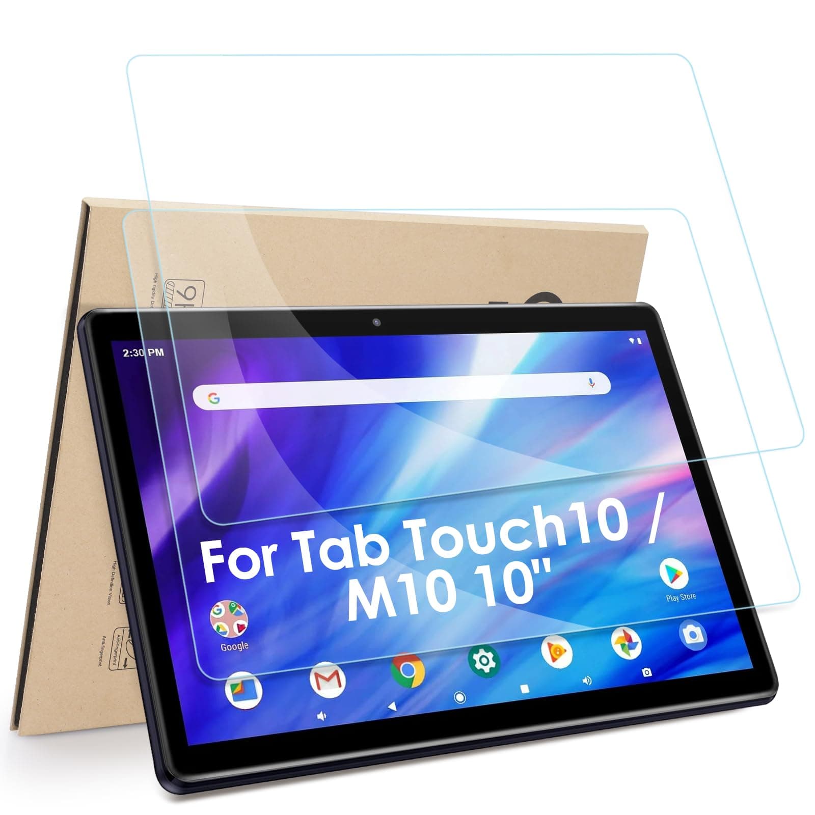Hianjoo2-Pack Screen Protector ONLY Compatible with Pritom Touch10 / M10 10 inch Tablet, [HD Clarity] [9 Hardness] [Anti-Scratch] Tempered Glass