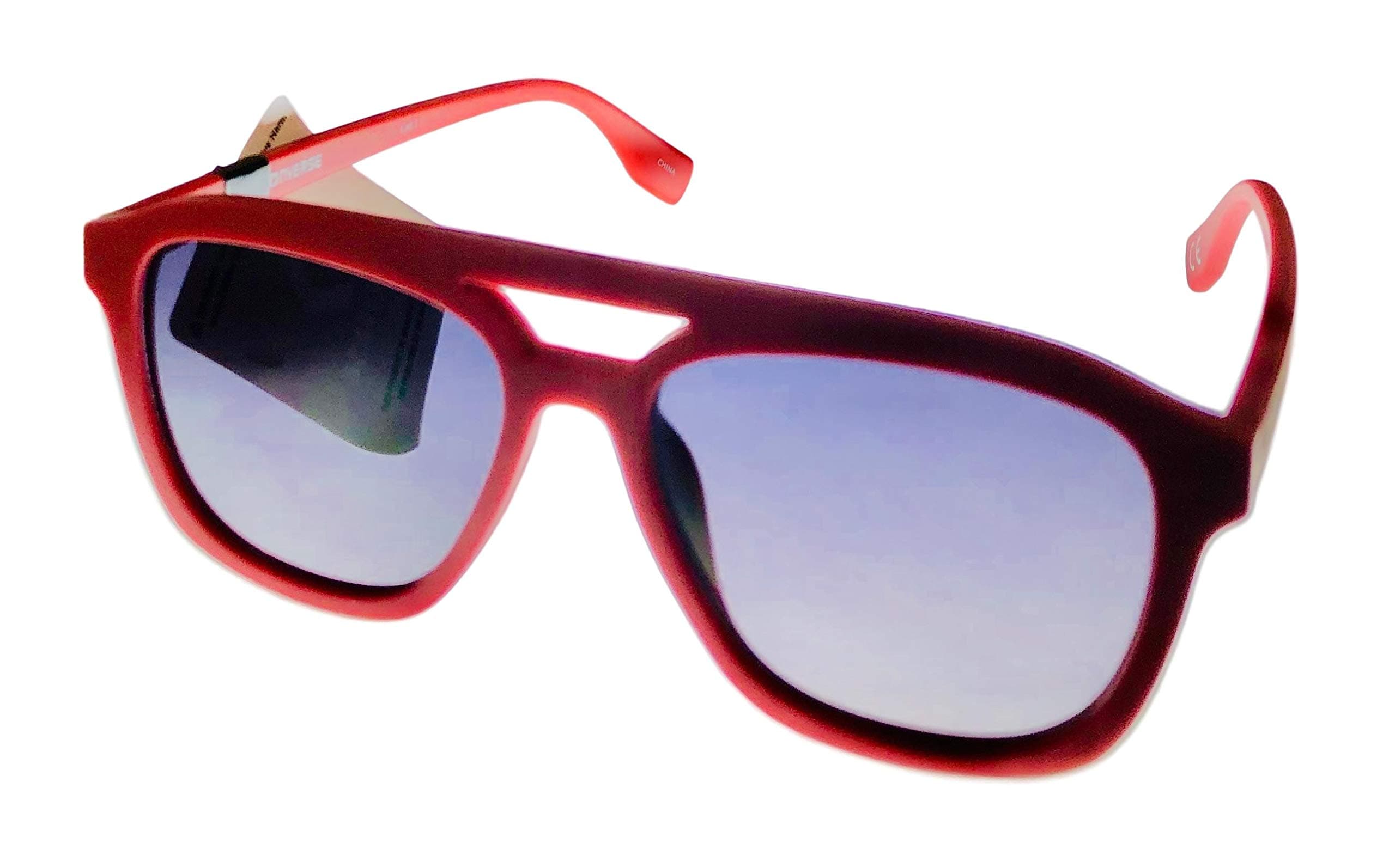 ConverseMens Matte Red Plastic Rectangle Top Brow Aviator Sunglass, Gradient Lens H108