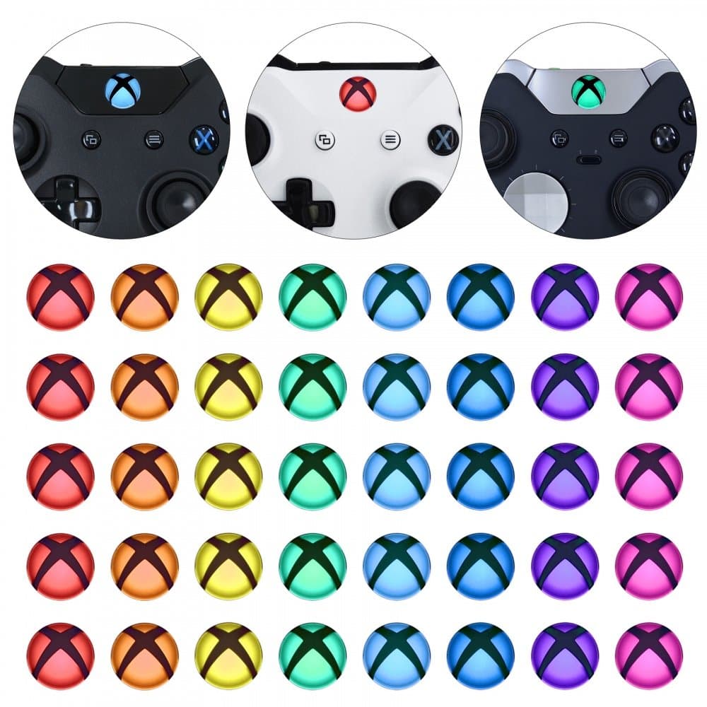 Custom Home Guide Button LED Mod Stickers for Xbox Series X/S, for Xbox One Elite V1/V2, for Xbox One S/X, Xbox One Standard Controller with Tools Set - 40 pcs in 8 Colors