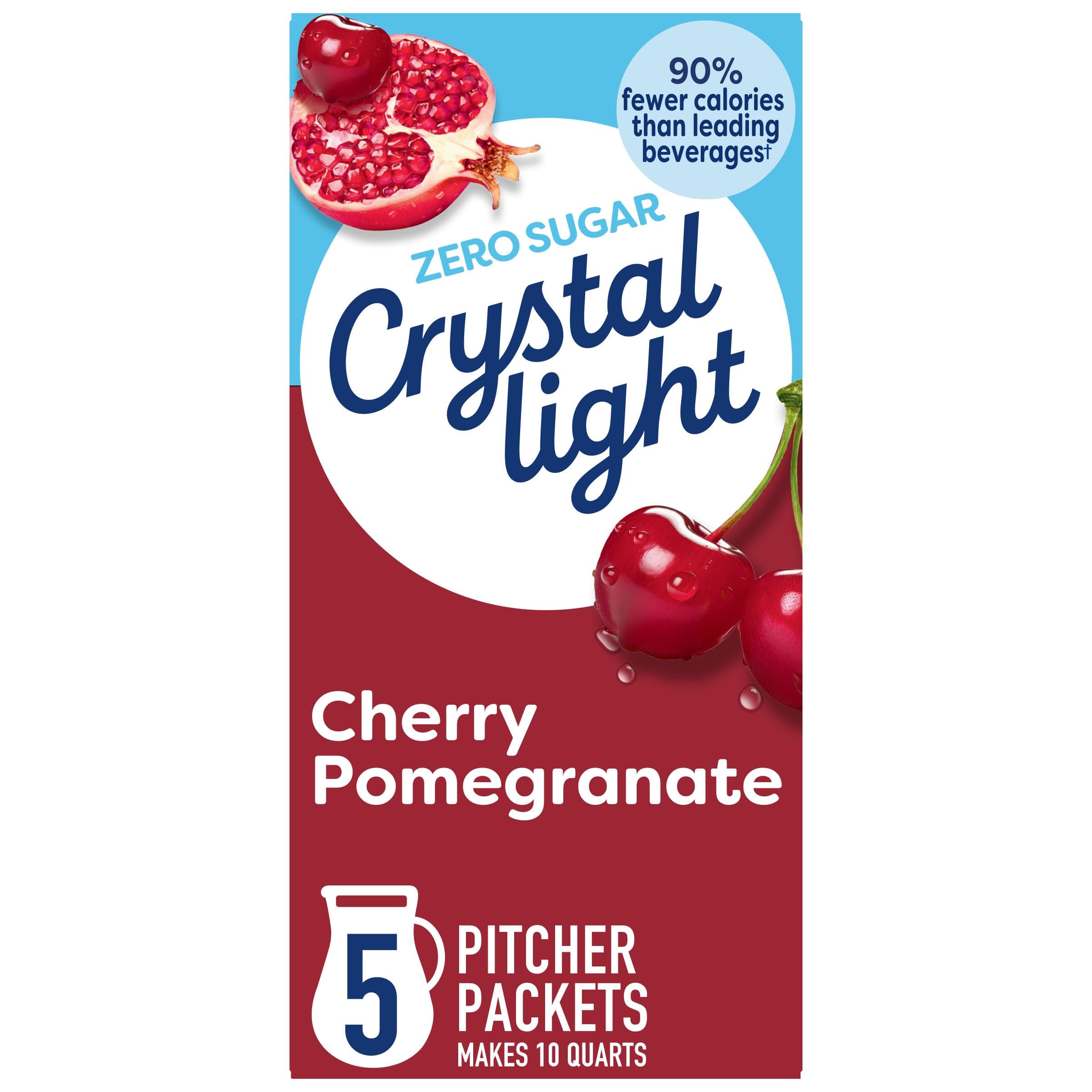 Drink Mix, 5 Pitcher Packets, for Flavorful Hydration and Shareable Refreshment, Cherry Pomegranate, flavored with other natural flavor, Zero Sugar, Low Calorie, 2.2 oz
