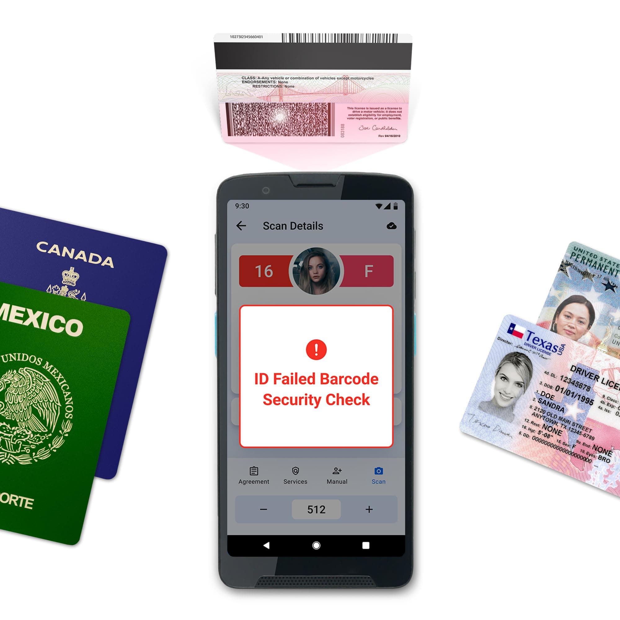 Unitech EA660 ID Passport Scanner – Touchless Handheld Scanning Solution with VeriScan Basic Software for Age Verification & Visitor Management. Free Charge Dock, Case, Screen Protector & Hand Strap.