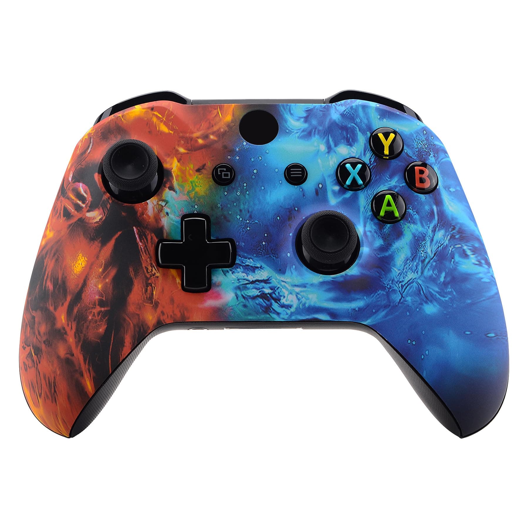 eXtremeRate Conflict Soul Patterned Front Housing Shell Case, Soft Touch Faceplate Cover Kit for Xbox One S & One X Controller (Model 1708)