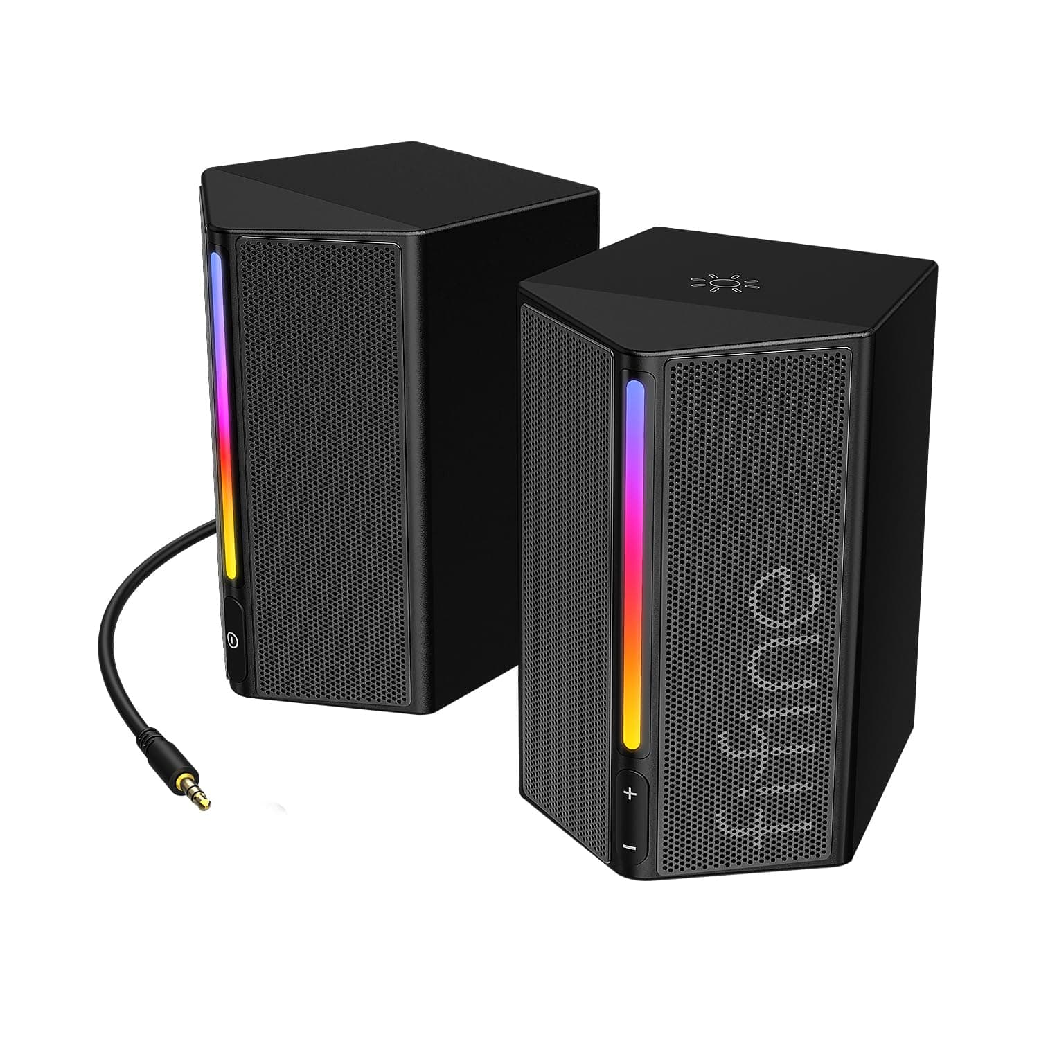 FIFINE Computer Speakers, Desktop PC Speakers with Volume Control, RGB Gaming Loudspeakers Wired with 3.5mm Aux Audio Cable for Laptop Monitor Phone Tablet-AmpliGame A20
