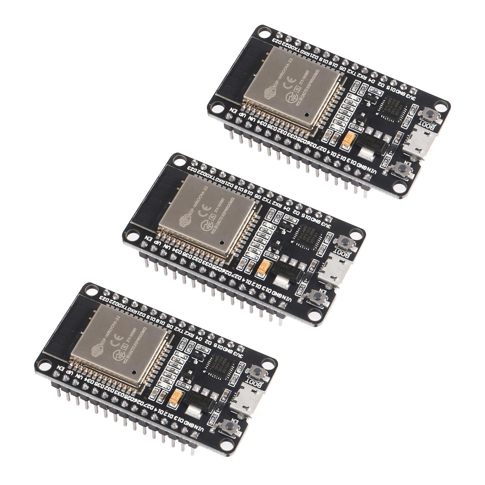 Aokin ESP32 ESP-WROOM-32 Development Board 2.4 GHz WiFi and Bluetooth Dual Cores Microcontroller ESP-WROOM-32 Chip for Arduino NodeMCU, 3 Pcs