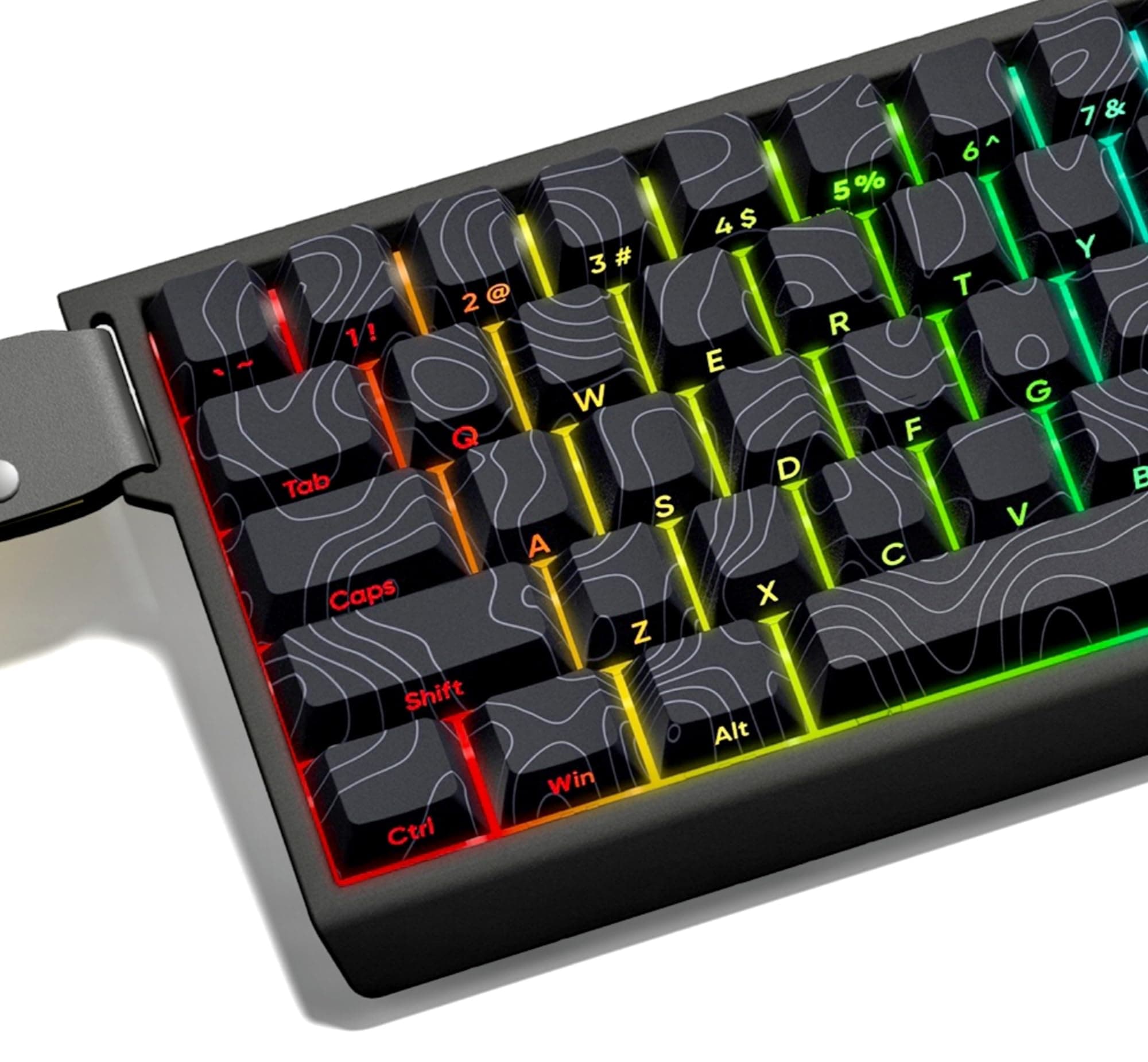 Shine Through Key Cap, Side Printed Key Cap, 132Keys Topograph Key Cap, DYE-Sub Pattern, Cherry Profile | Double Shot | For Mechanical Keyboard (Dark Blue, Key Cap Only)