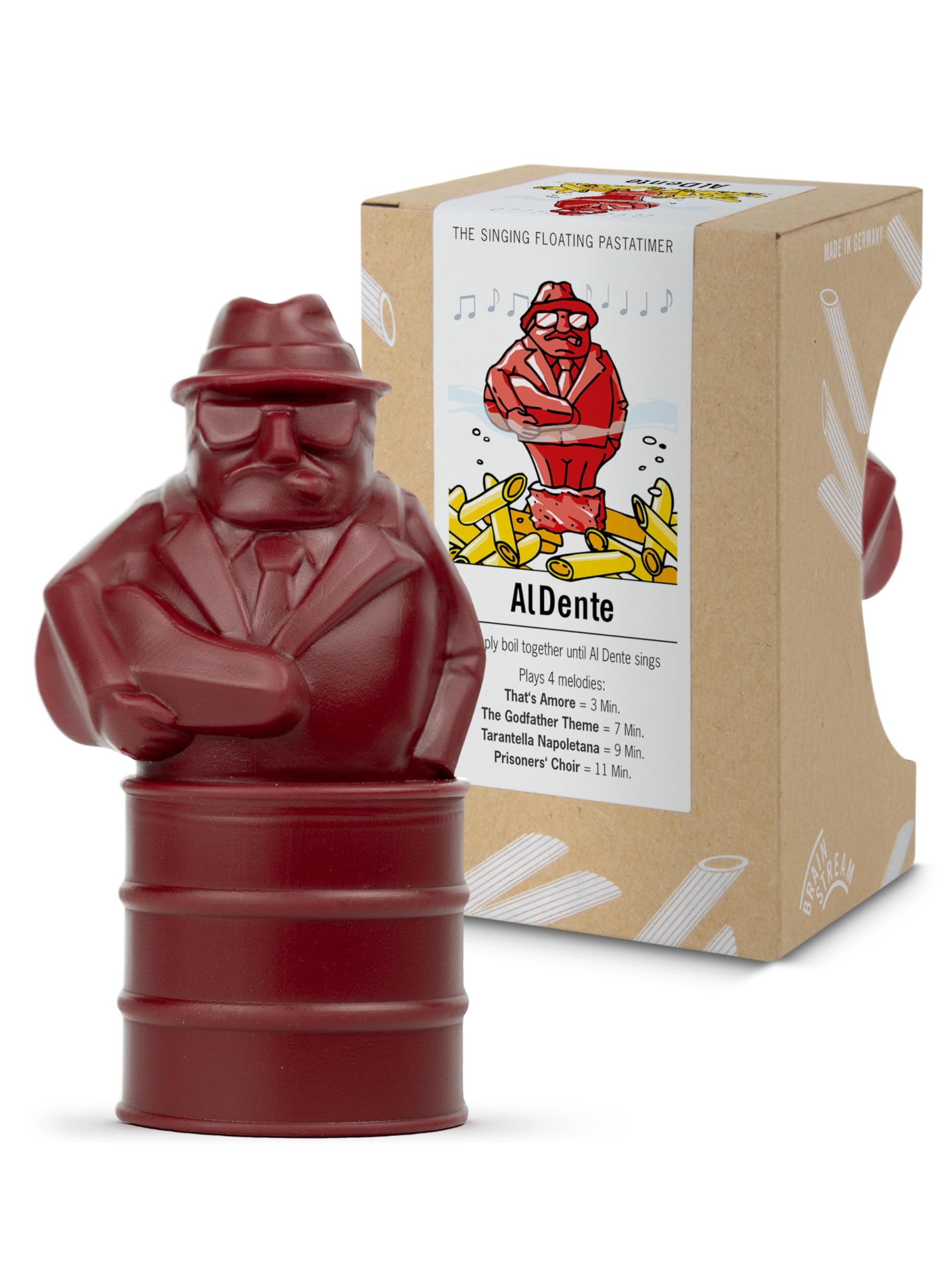 Al Dente Red - The Singing Floating Pasta Timer: Will Sing Different Tunes When Pasta is Ready at 3, 7, 9, and 11 Minutes, to be Boiled with Any Pasta in The Pot, Floats in Cold & Hot Boiling Water