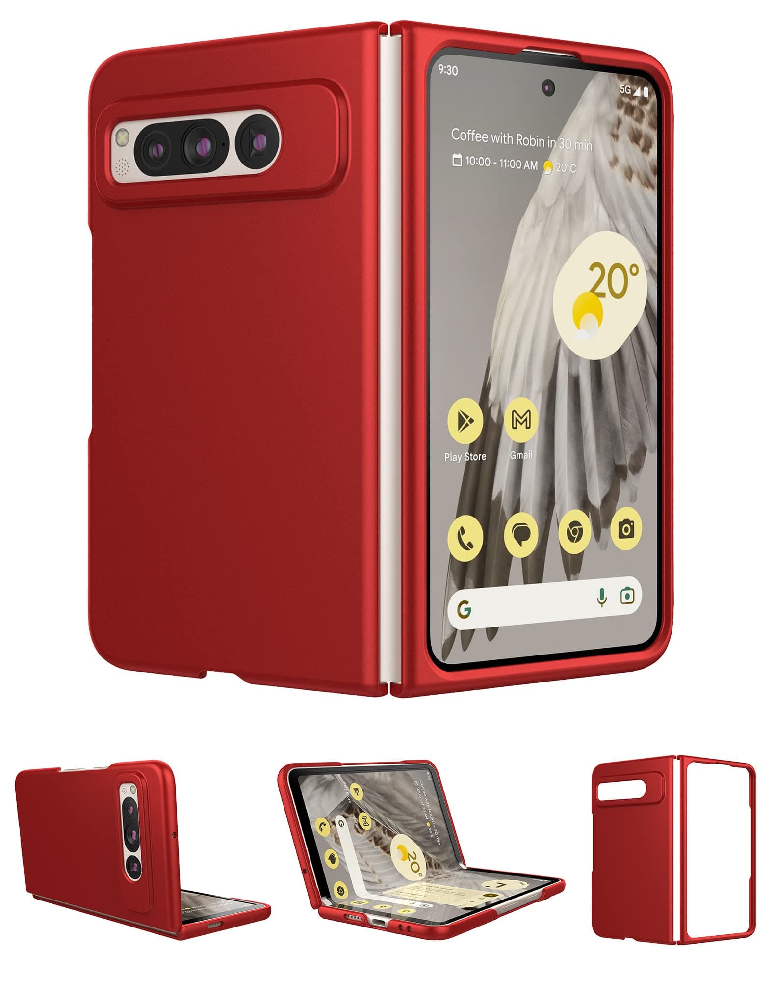 Foluu for Google Pixel Fold Case 2023, Slim Phone Case, Premium Thin Full Protection Matte PC with Non-Slip Grip Protective Cover for Pixel Fold (Red)