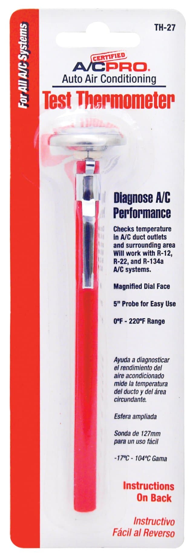 Interdynamics TH-27 Automotive A/C Test Thermometer for R-12 and R-134a Refrigerant