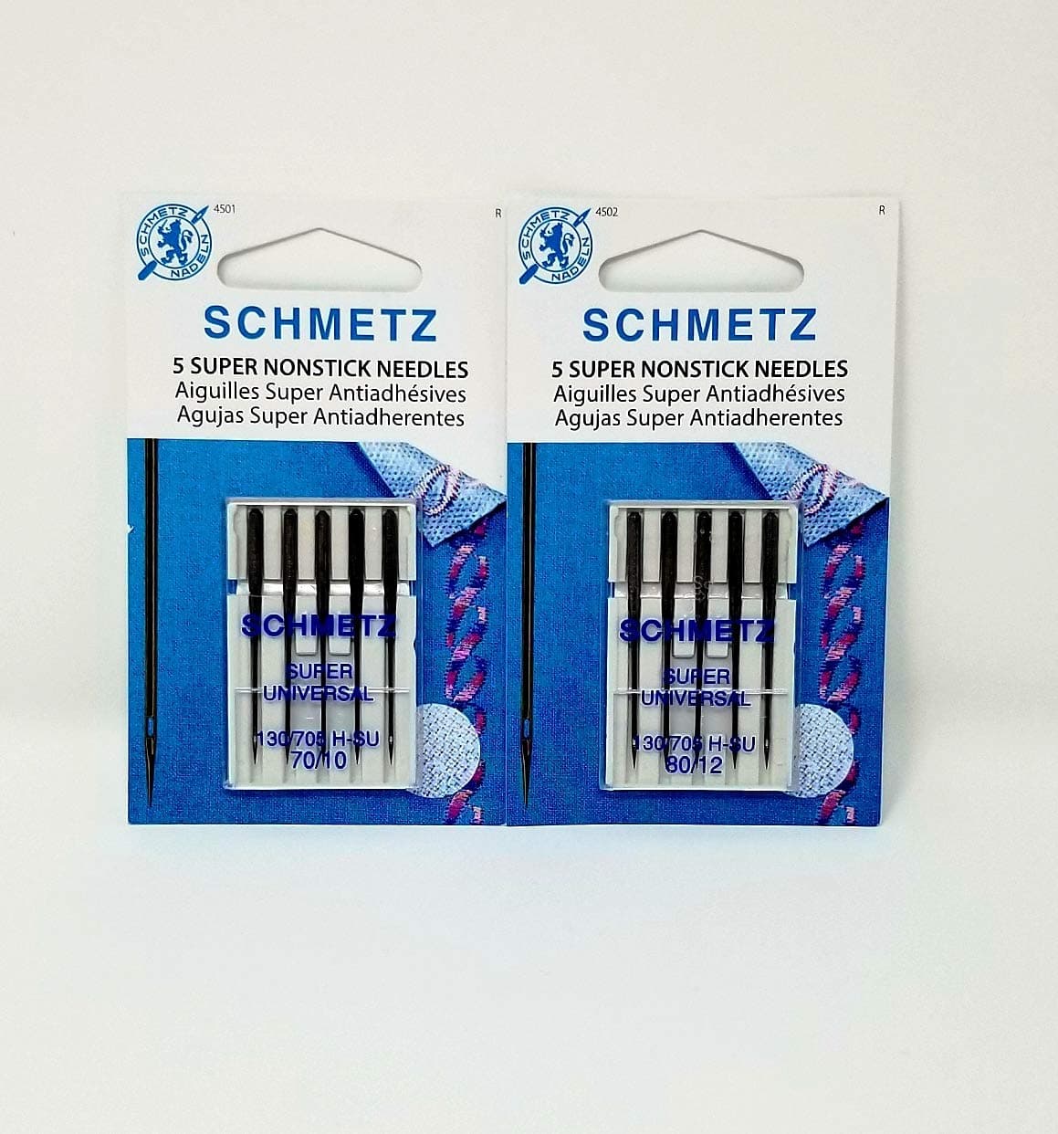 SCHMETZ Super NONSTICK Needles (5 Needles per Package) ~ Includes 1 Pack of Each Size 70/10 & 80/12