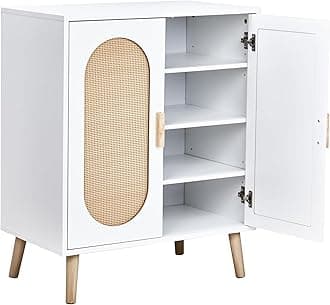 Shoe Cabinets with Doors Entryway,Freestanding Shoe Cabinet with 2 Doors& Adjustable Shelves, Wooden Shoe Organizer for Entryway, Hallway, White