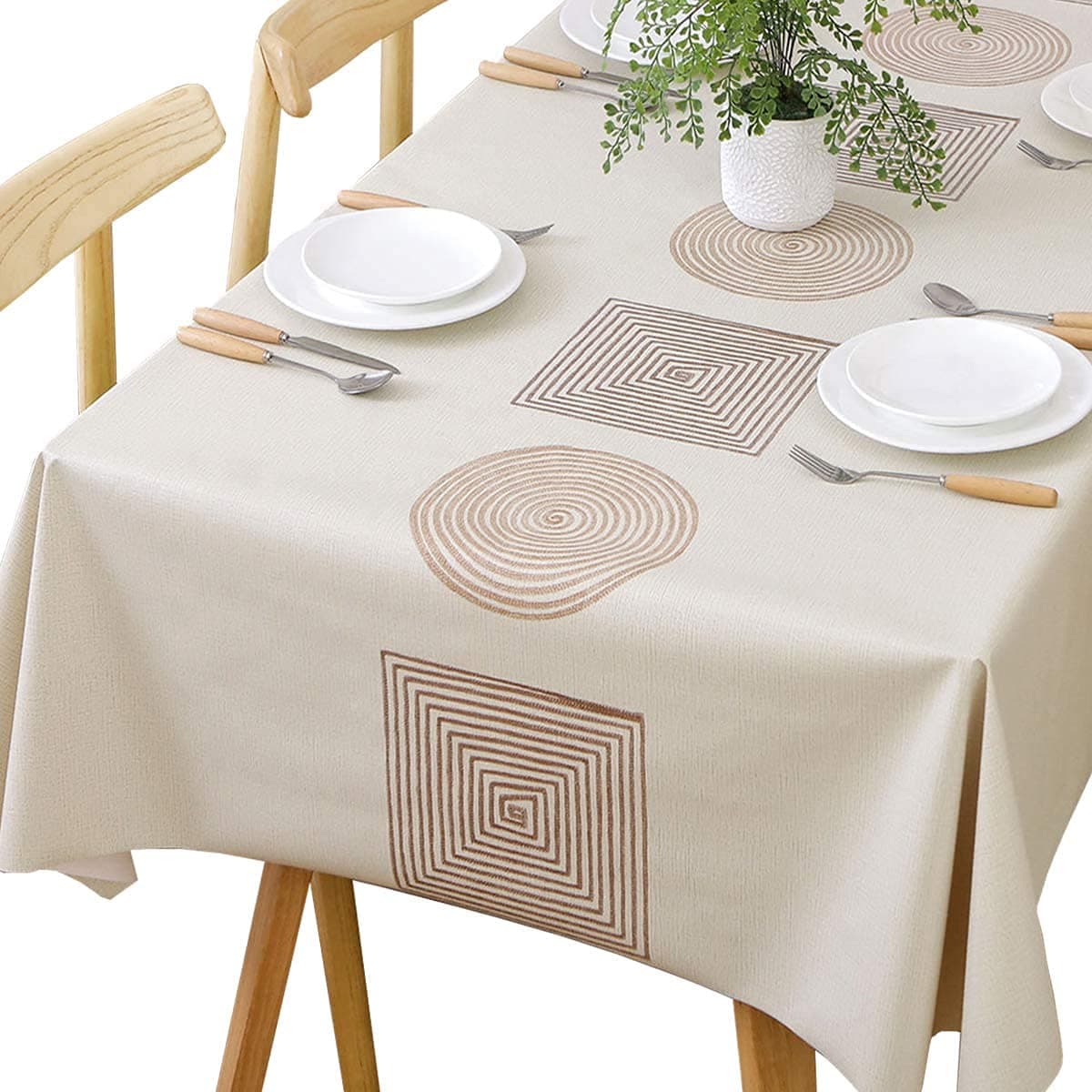 TruDelve Heavy Duty Vinyl Table Cloth Plastic Table Cloth for Kitchen Dining Table Wipeable PVC Waterproof Tablecloth for Rectangle Table(54"x84",Geometry)