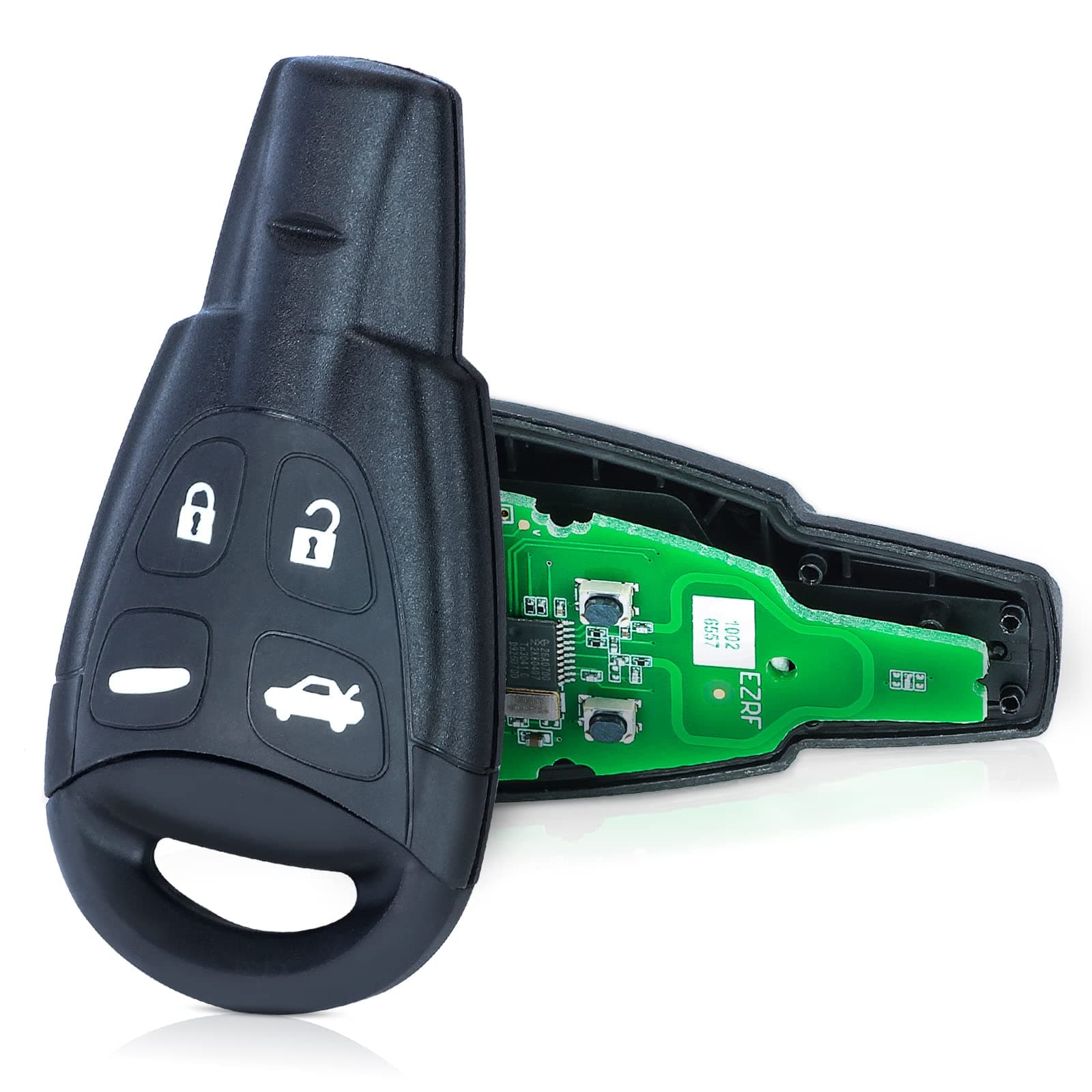 Remote Key Fob Replacement for Saab 9-3 9-5 2003 2004 2005 2006 2007 2008 2009 2010 2011 Keyless Entry Remote Control Car Key Fob 4 Buttons 433MHZ ID46 Chip FCC ID: LTQSAAM433TX